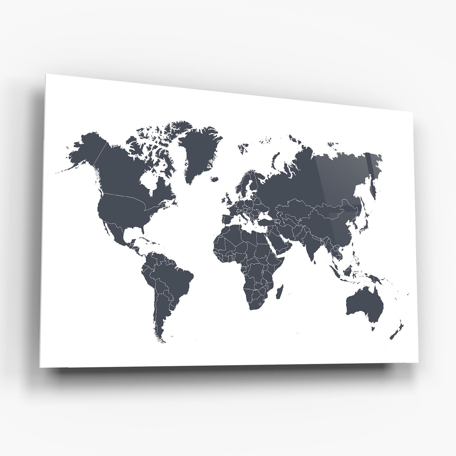 Tablou Sticla World Grey Map mockup 6
