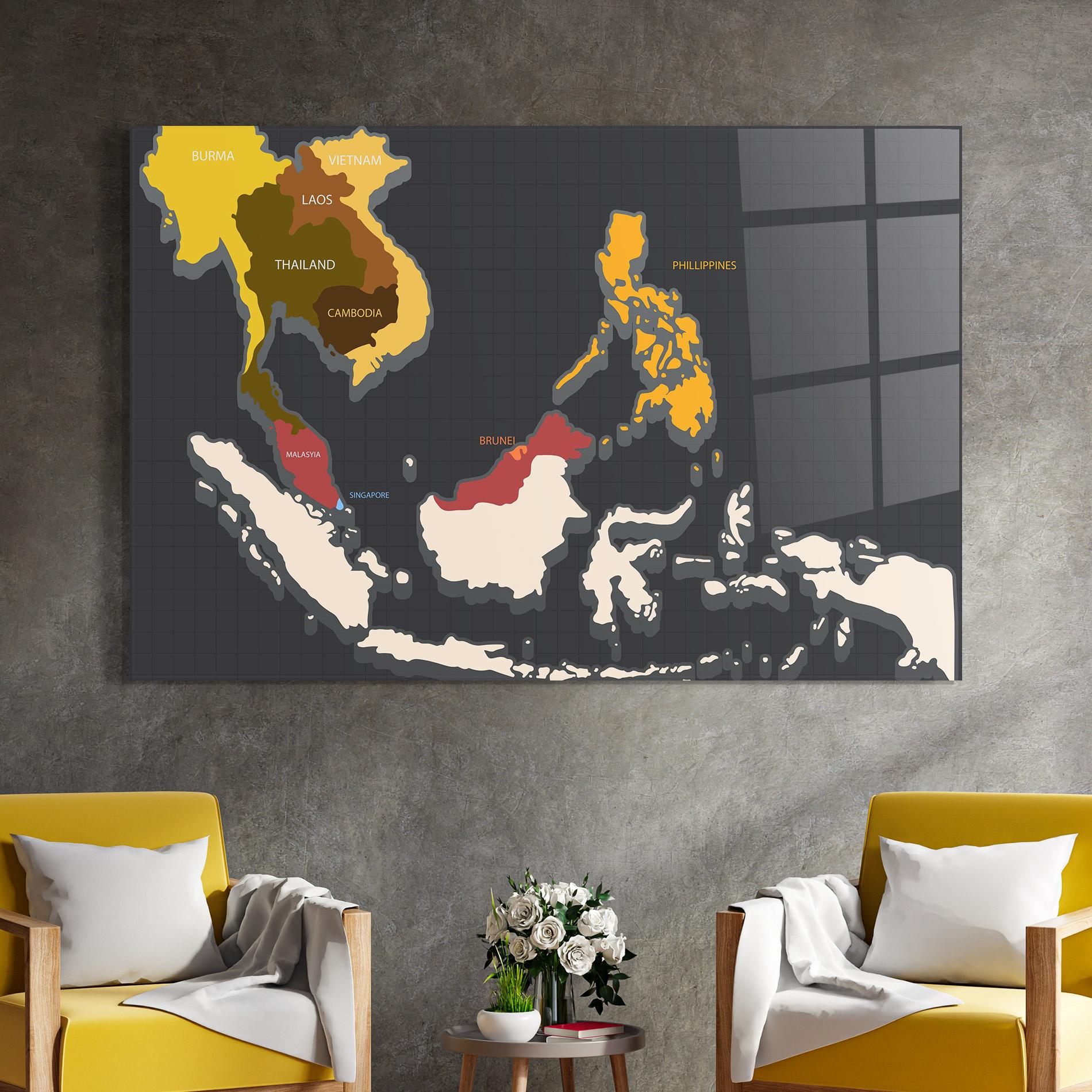 Tablou Sticla Cream Map mockup 4