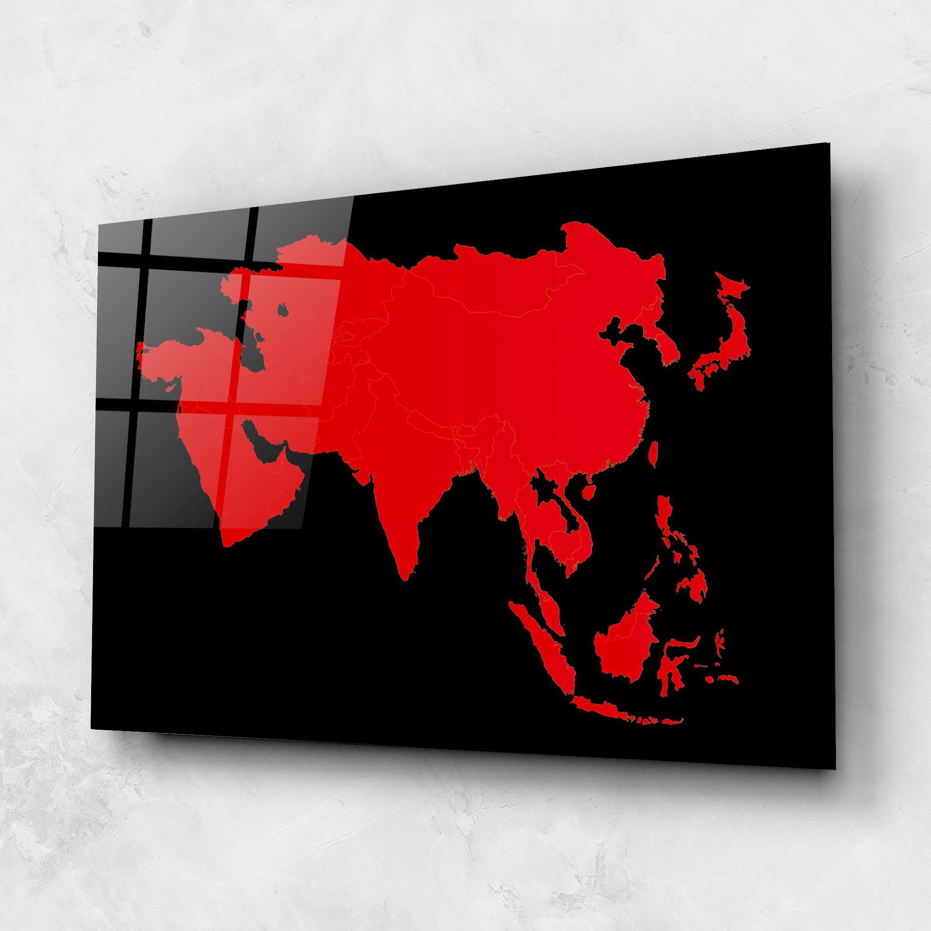 Tablou Sticla Asia Map mockup 1