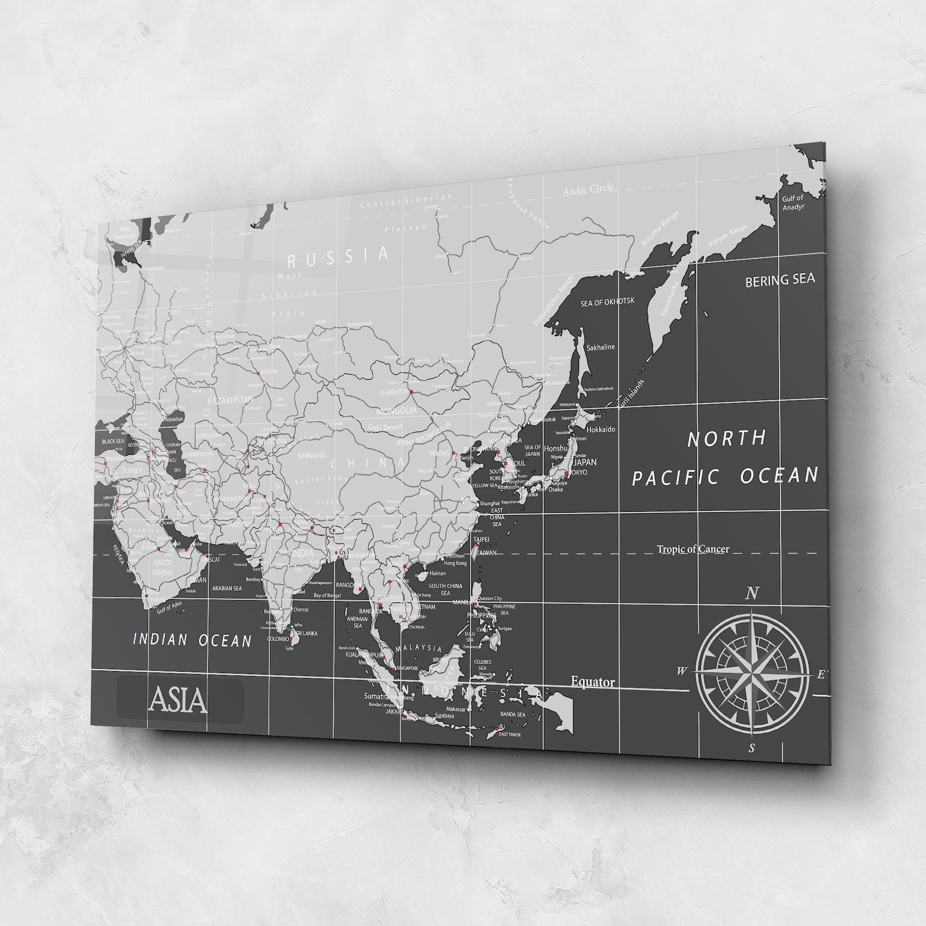 Tablou Sticla Asia Minimal Map mockup 1