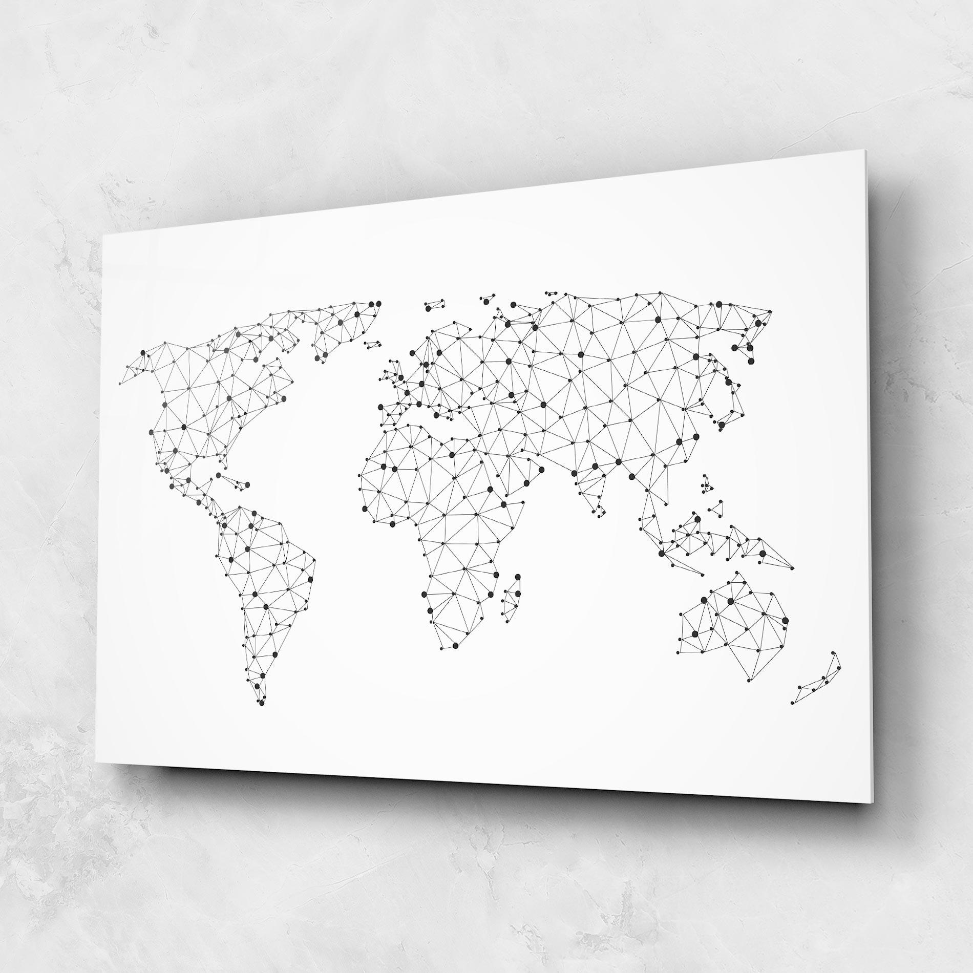 Tablou Sticla Black Map Line mockup 1