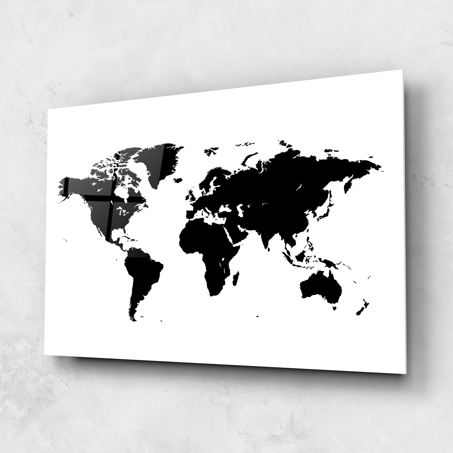 Tablou Sticla Black World Map mockup 1