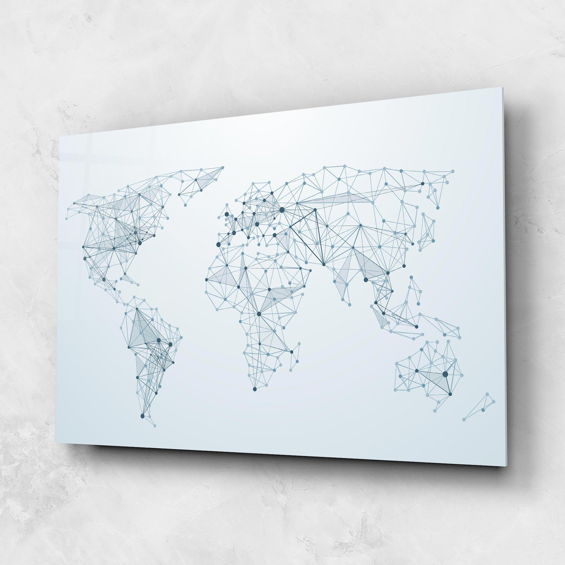 Tablou Sticla Blue Line Map mockup 1