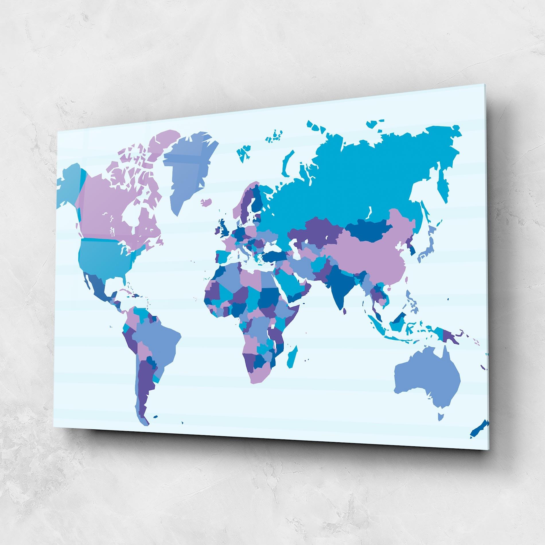 Tablou Sticla Blue Purple Map mockup 1
