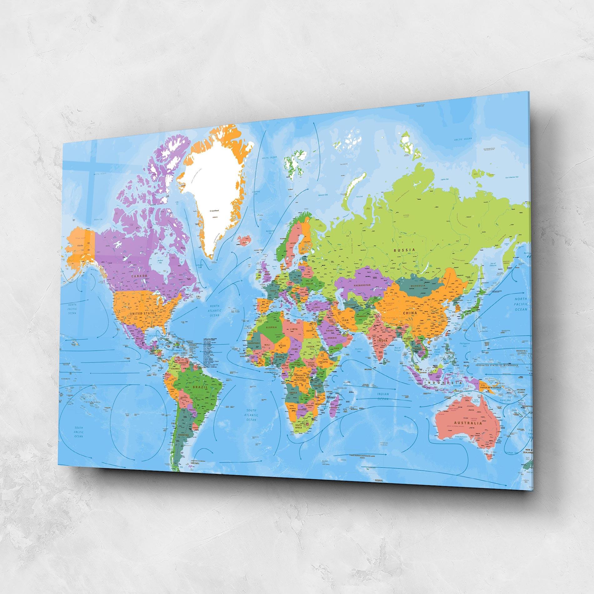 Tablou Sticla Color World Map mockup 1