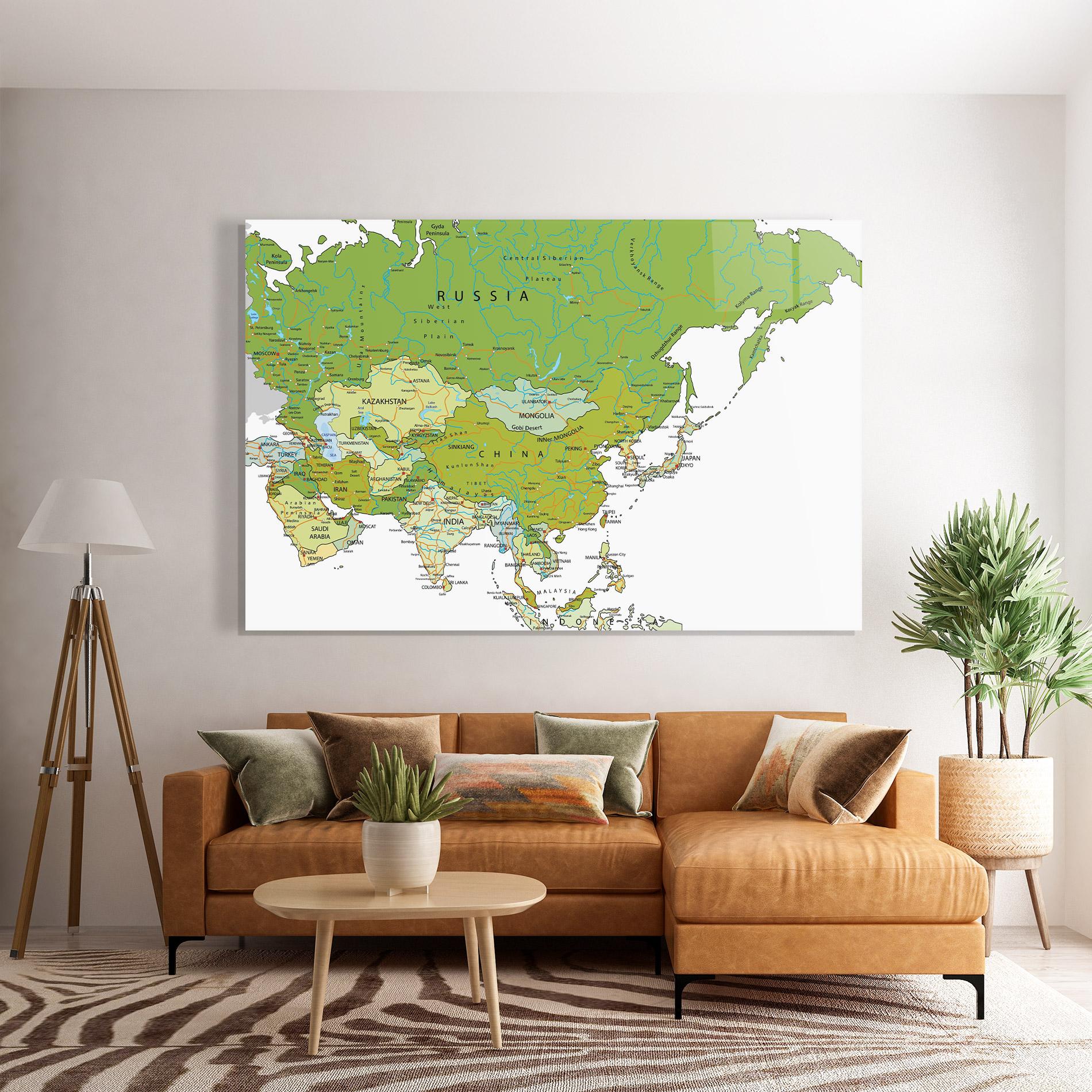 Tablou Sticla Asia Green Map mockup 7