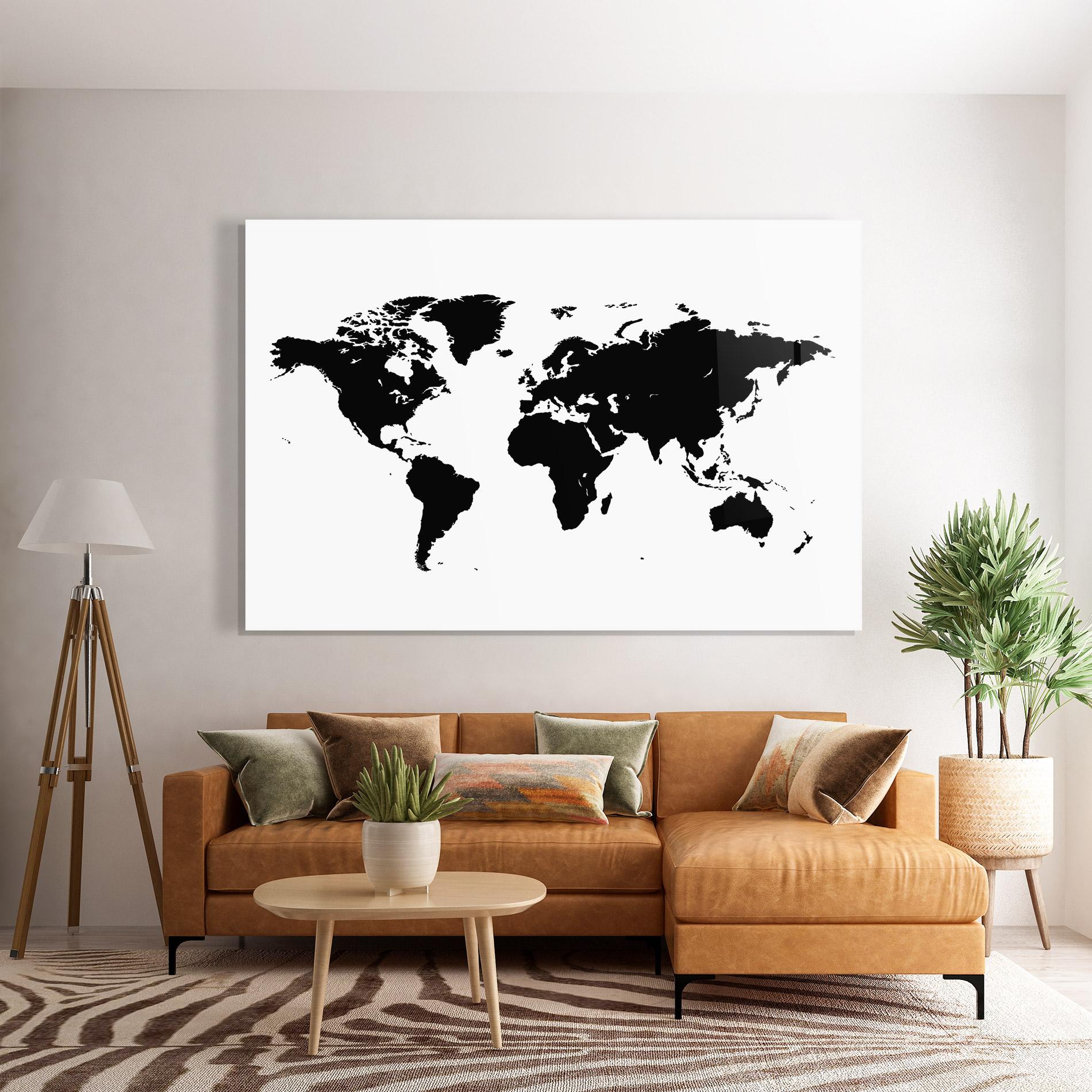 Tablou Sticla Black World Map mockup 7
