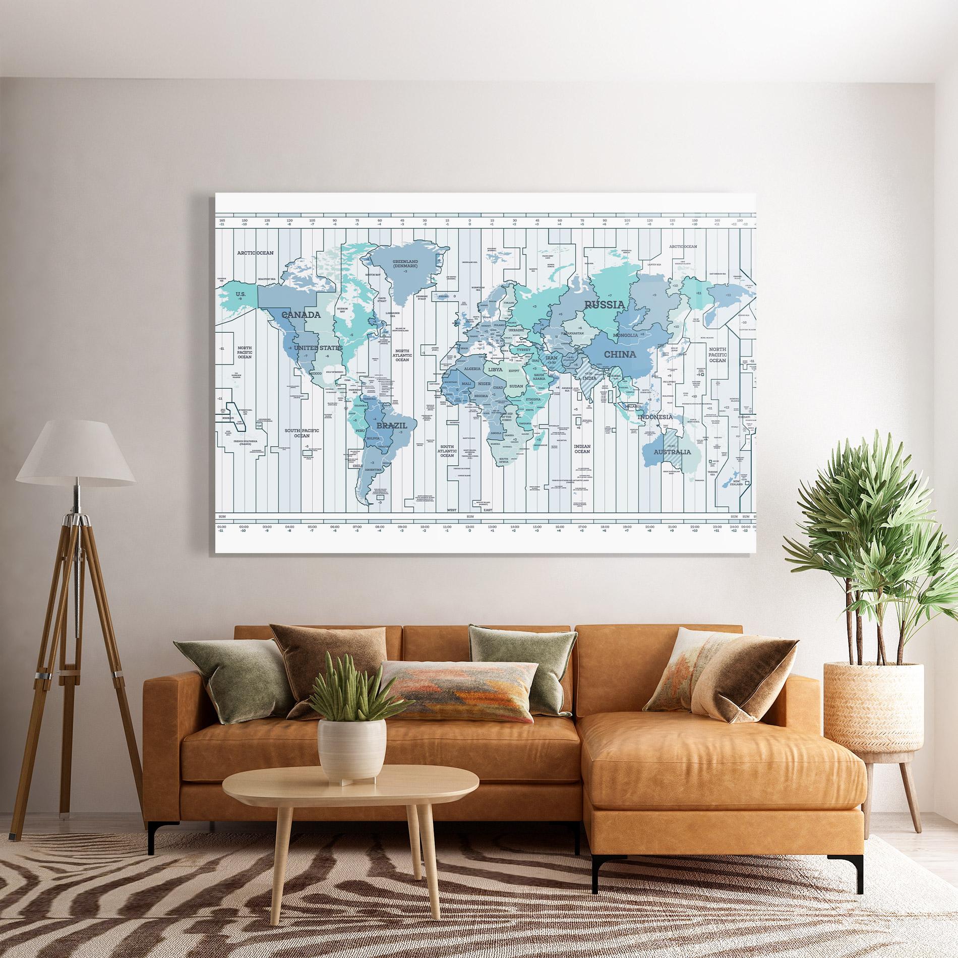 Tablou Sticla Blue Green Map mockup 7