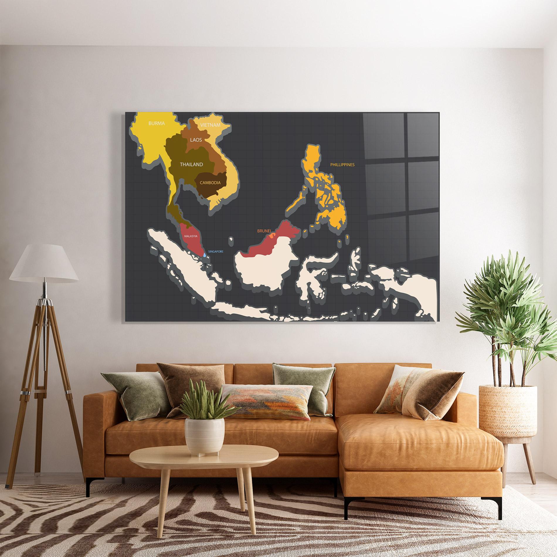 Tablou Sticla Cream Map mockup 7