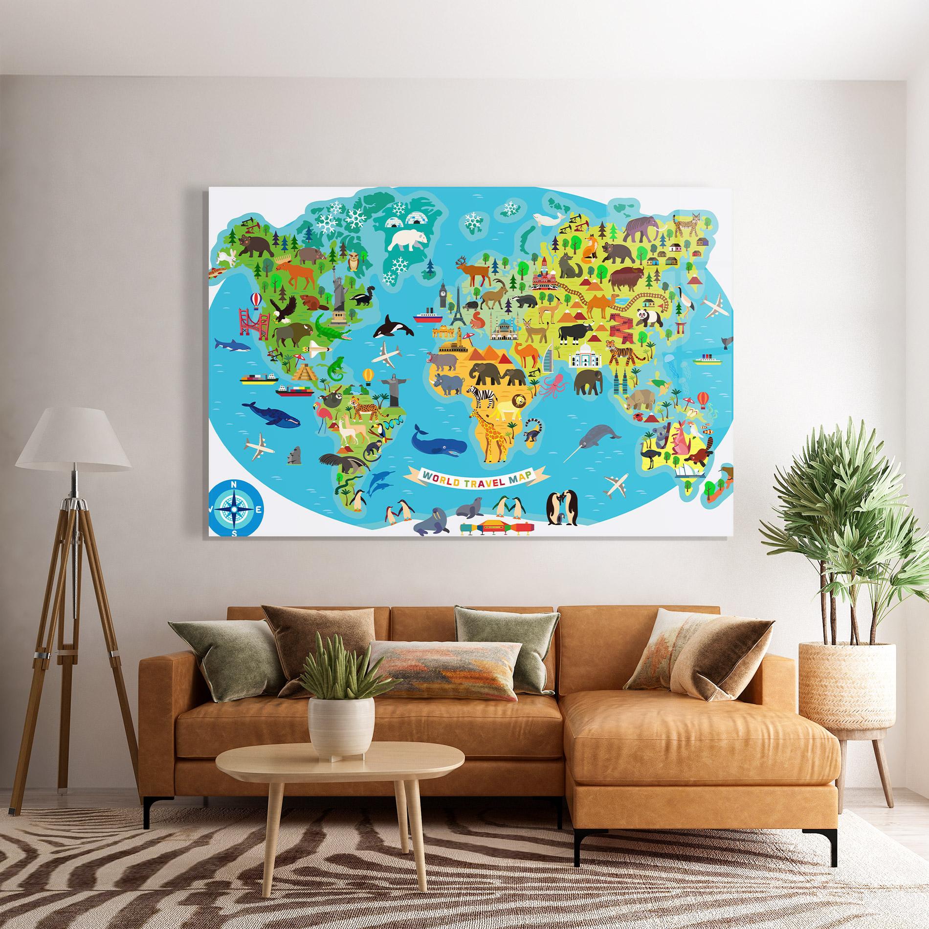 Tablou Sticla Kids Travel Map mockup 7