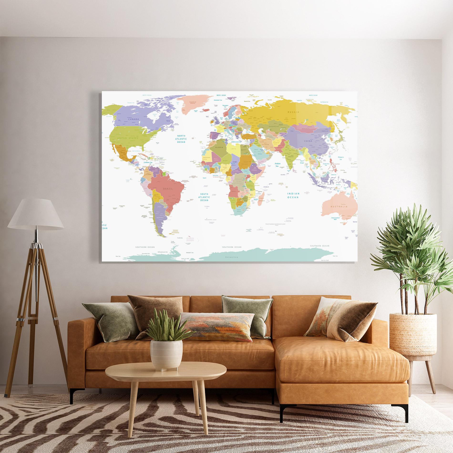 Tablou Sticla World Colorful Map mockup 7