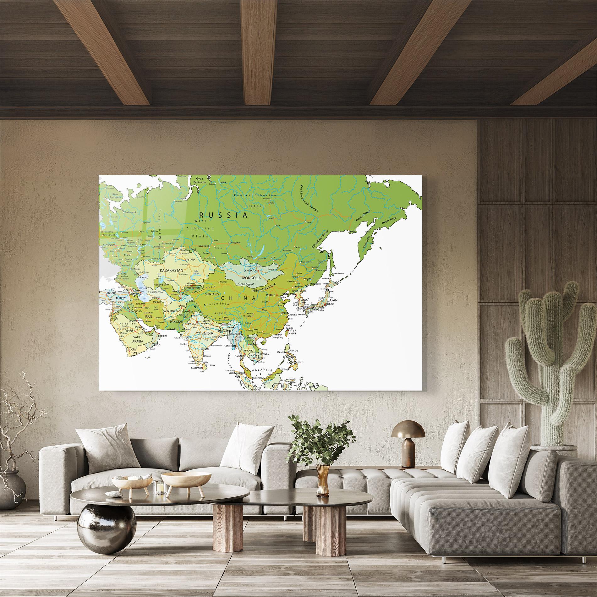Tablou Sticla Asia Green Map mockup 8