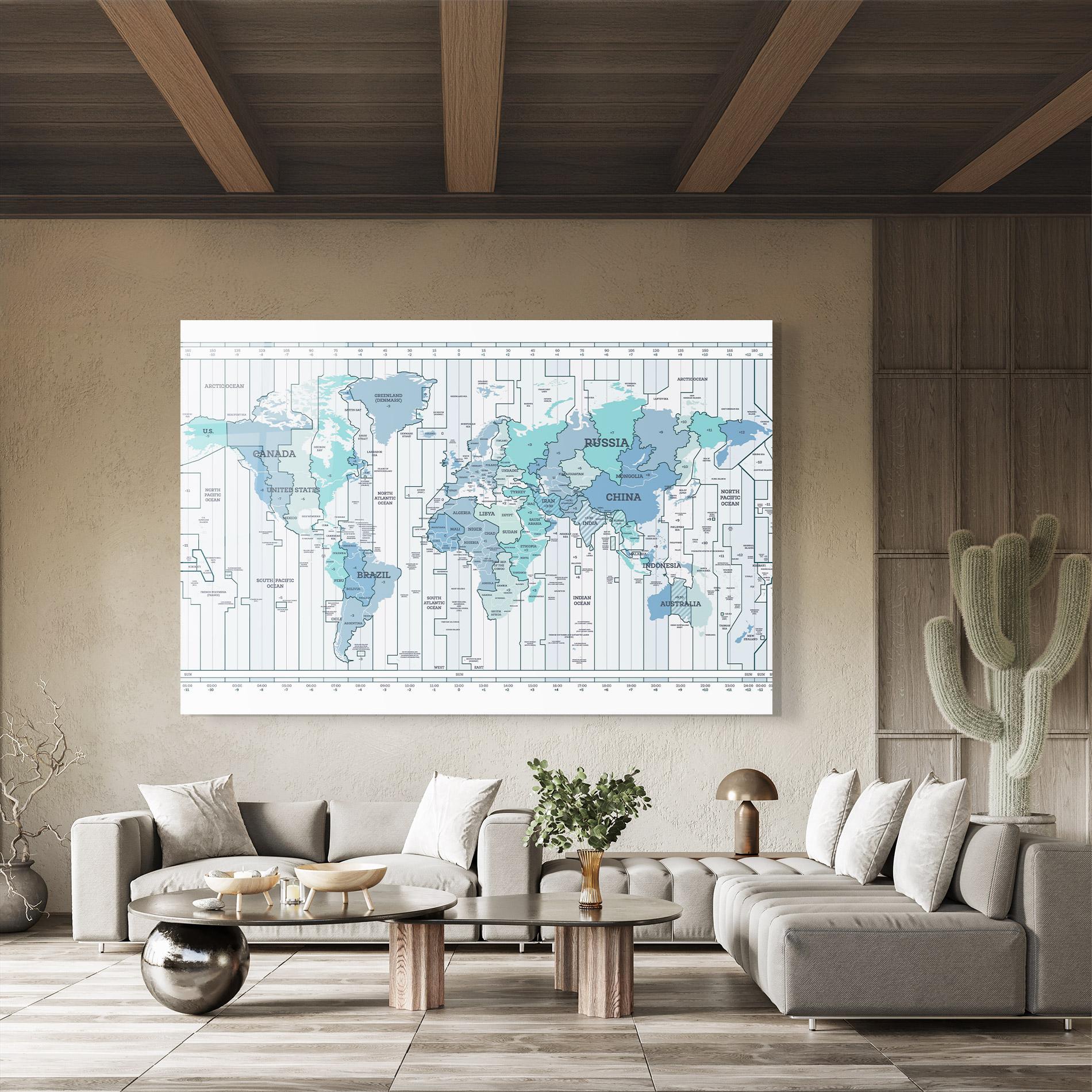 Tablou Sticla Blue Green Map mockup 8