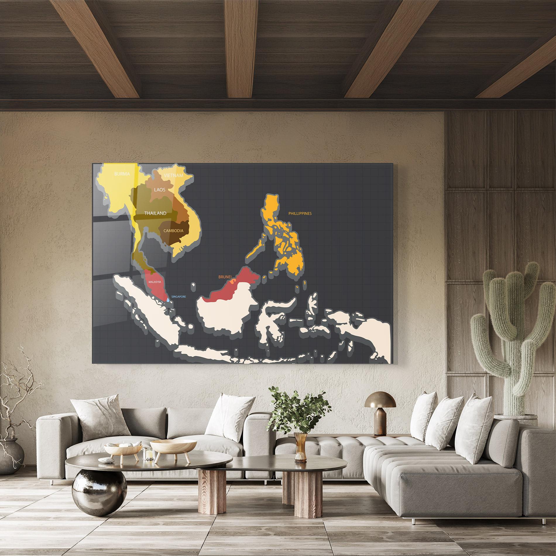 Tablou Sticla Cream Map mockup 8