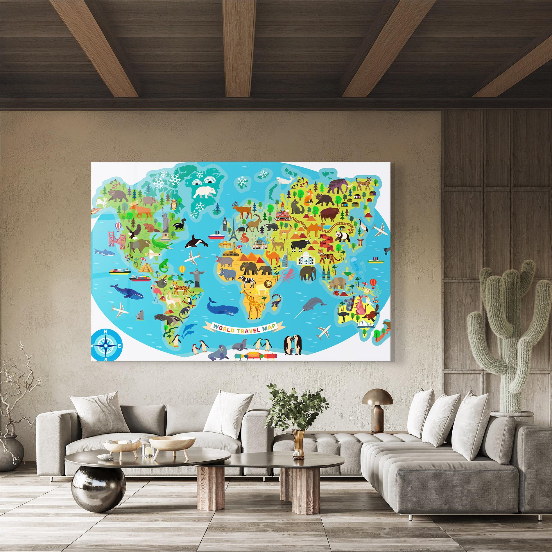 Tablou Sticla Kids Travel Map mockup 8