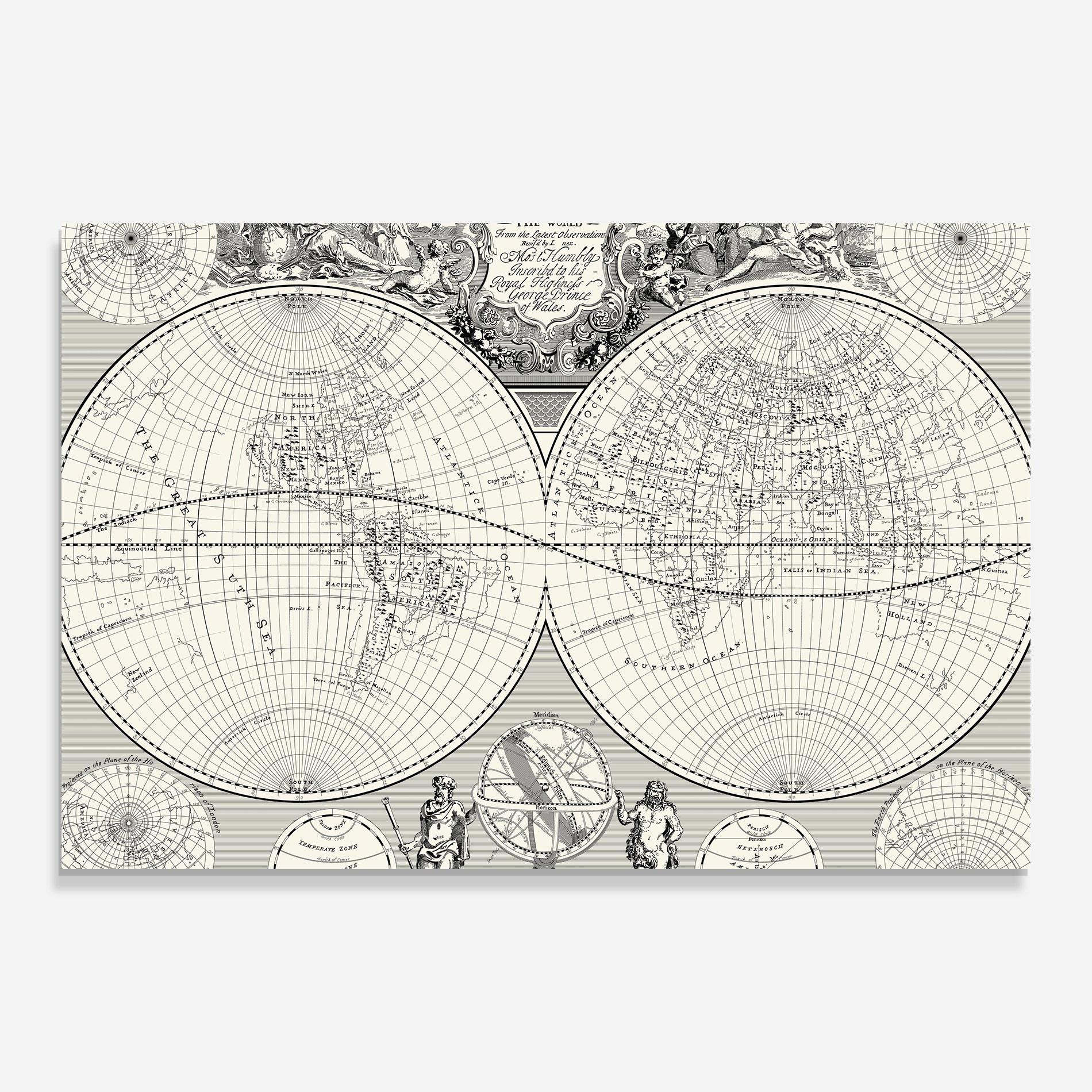 Tablou Sticla Black White Map mockup 0