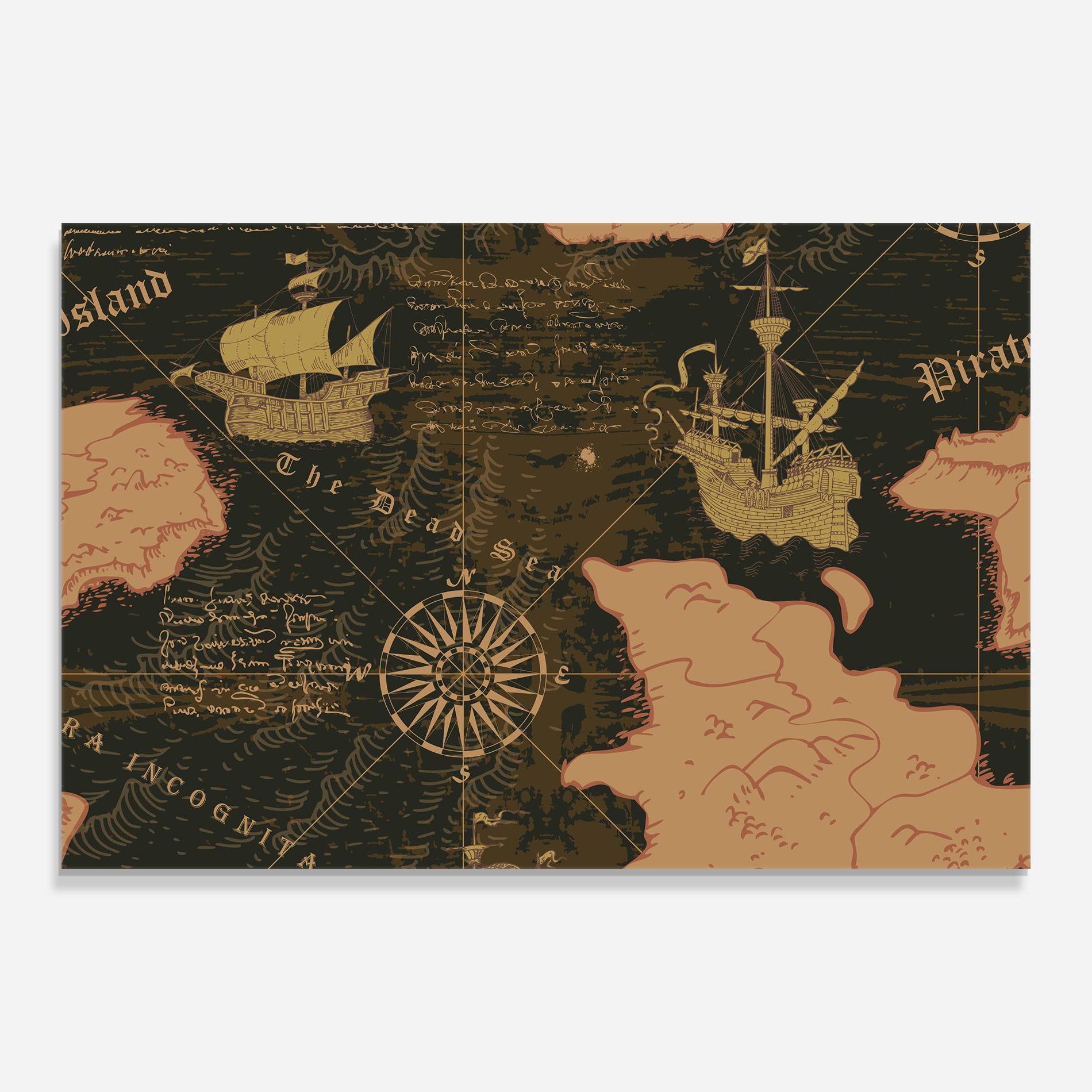 Tablou Sticla Cool Old Map mockup 0