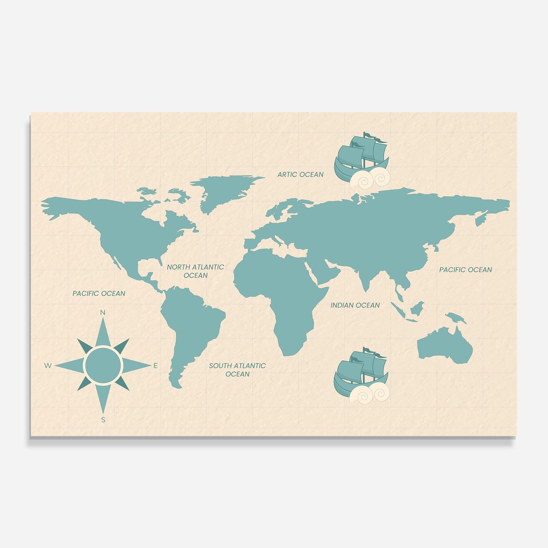 Cream Blue Map mockup 0