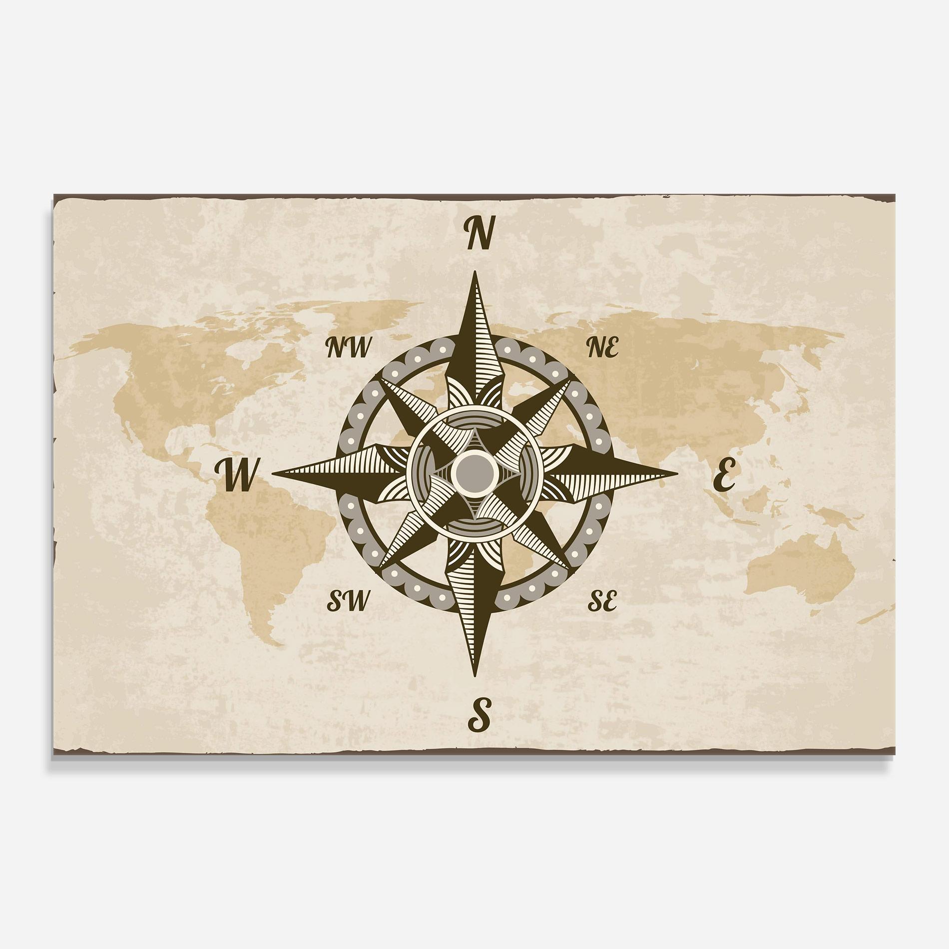Tablou Sticla Nautical Compass mockup 0