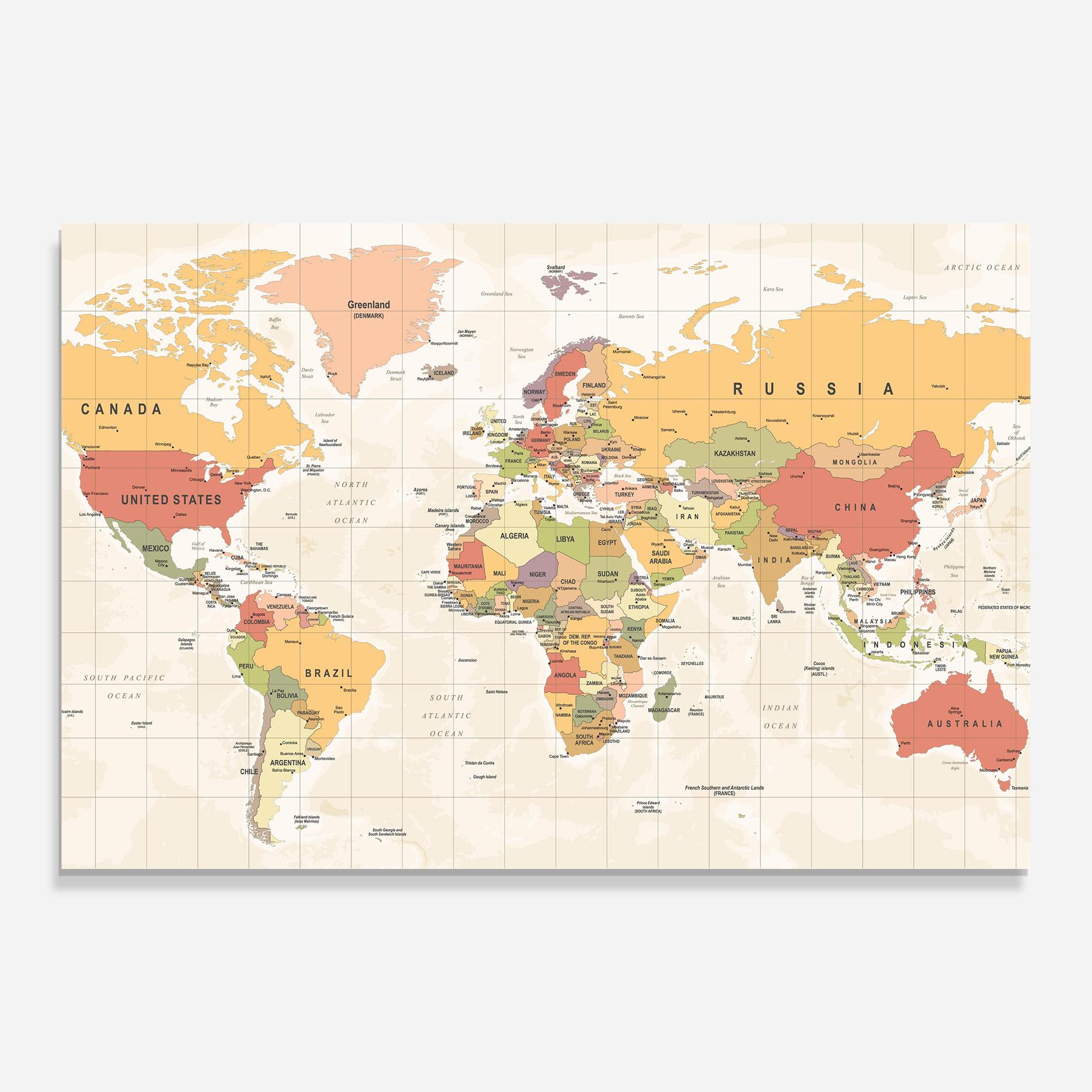Tablou Sticla Orange Cream Map mockup 0