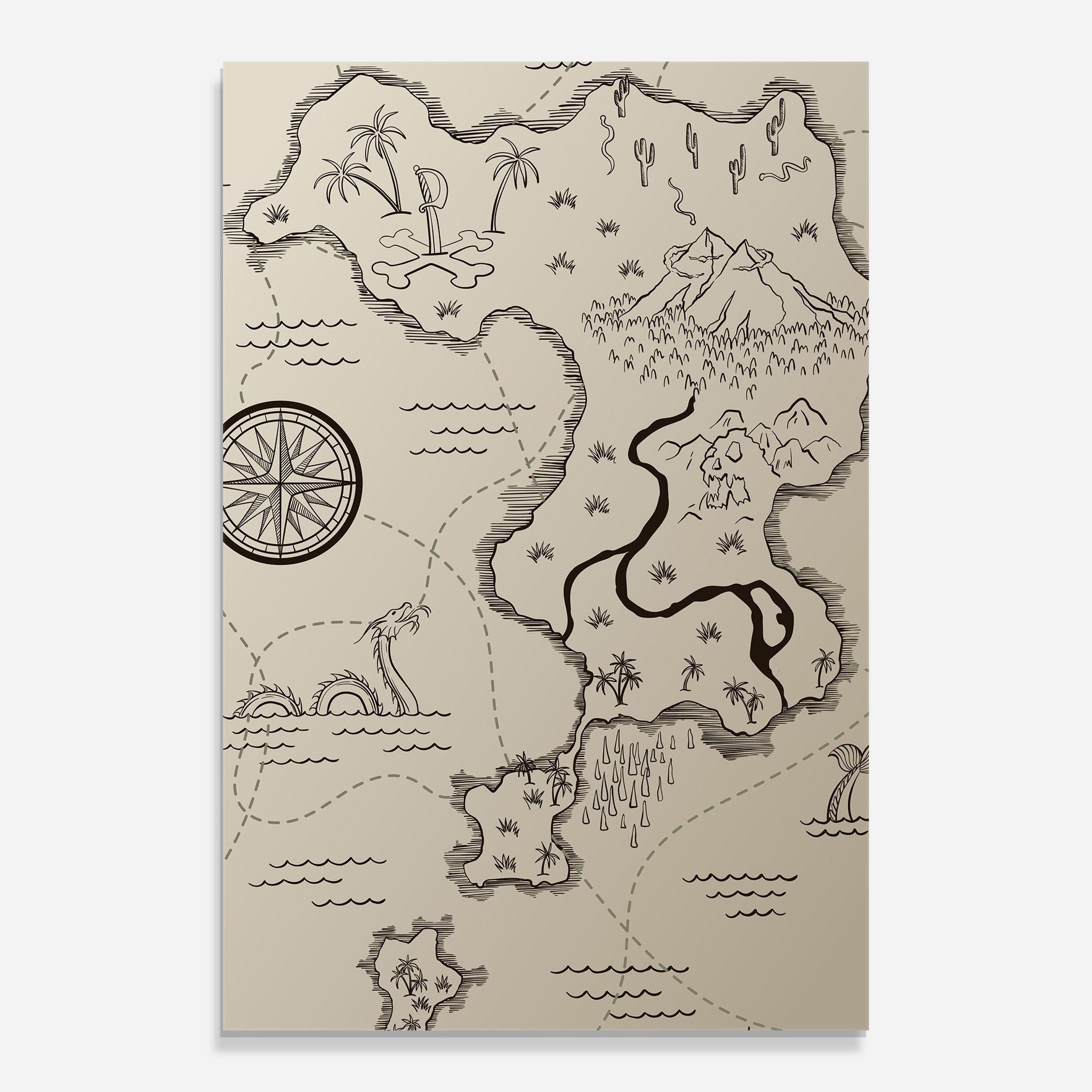 Tablou Sticla Cream Island Map mockup 0