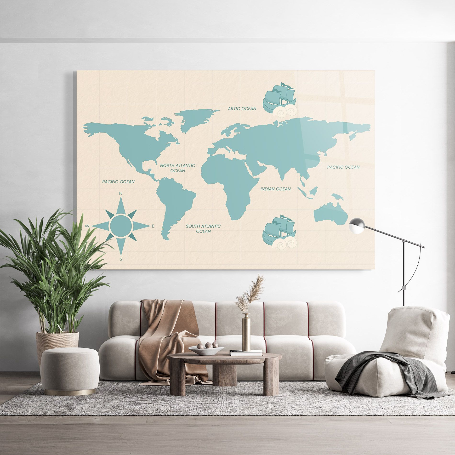 Cream Blue Map mockup 9
