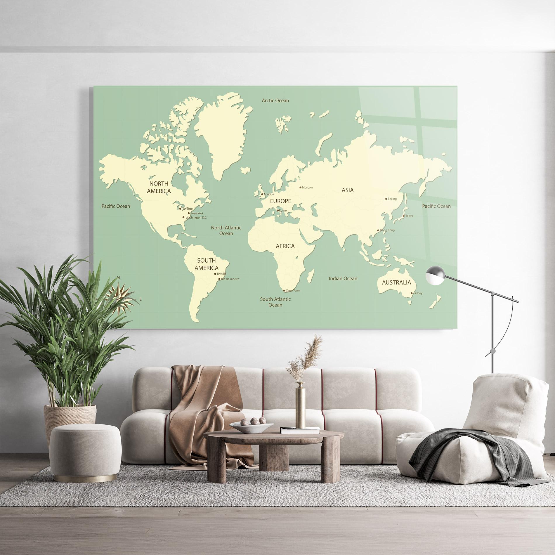 Tablou Sticla Green Cream Map mockup 9