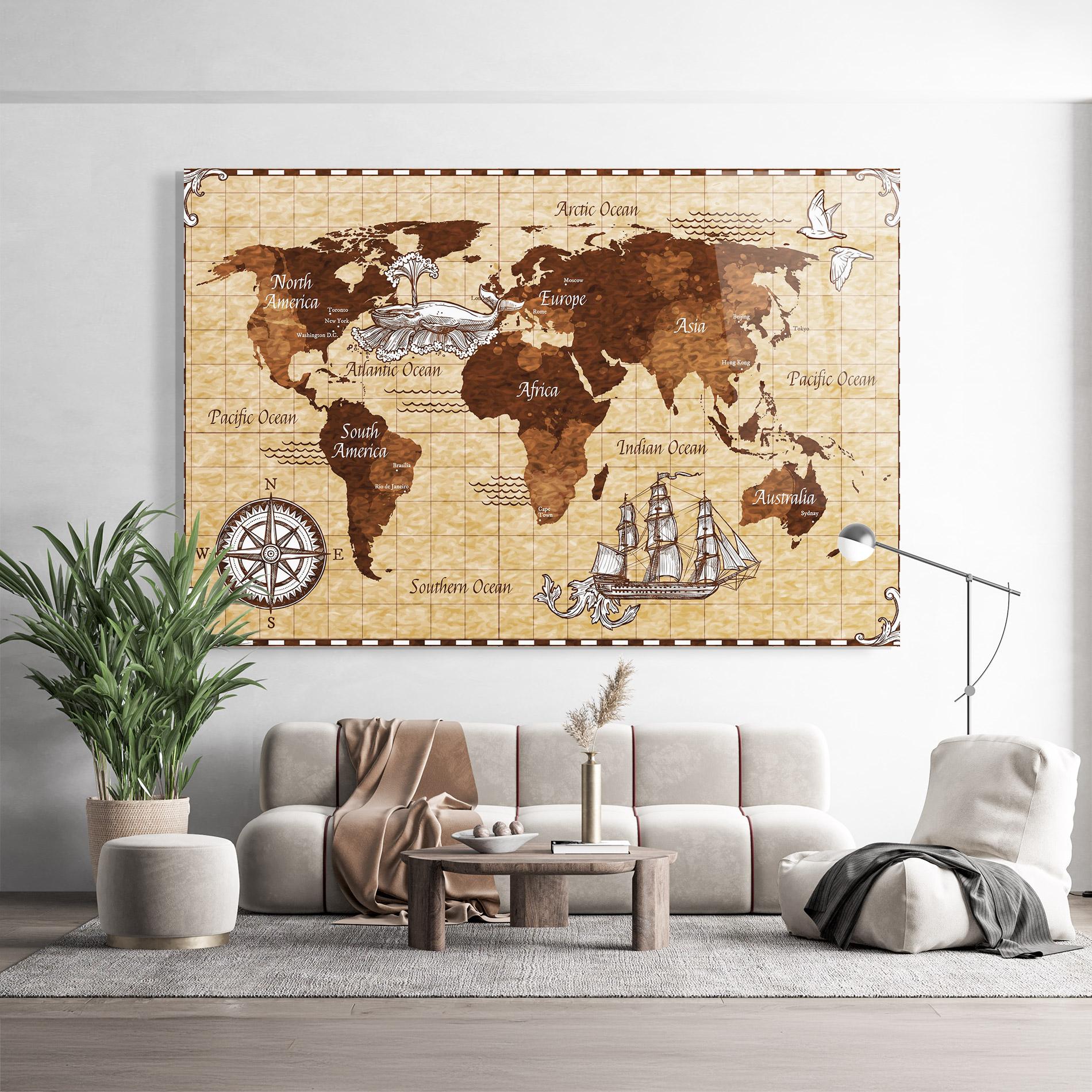 Tablou Sticla Pirate World Map mockup 9