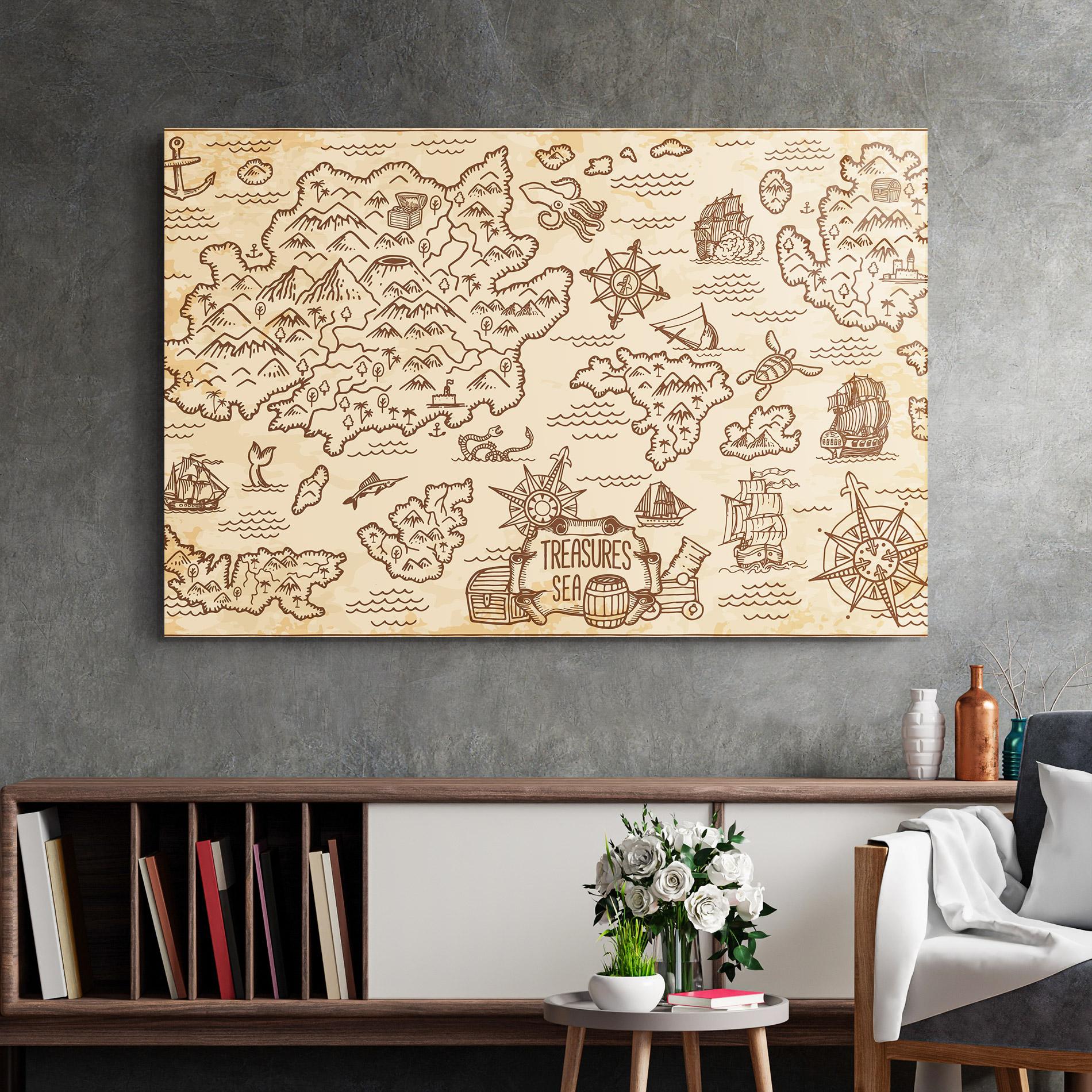 Tablou Sticla Cream Coffee Map mockup 2