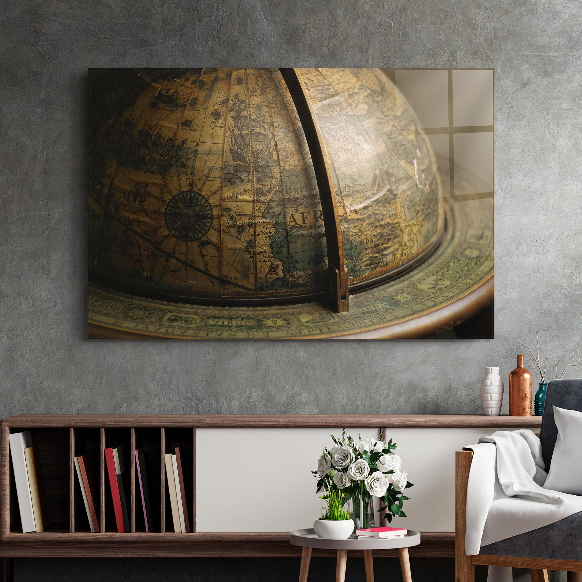 Tablou Sticla Globe Map mockup 2
