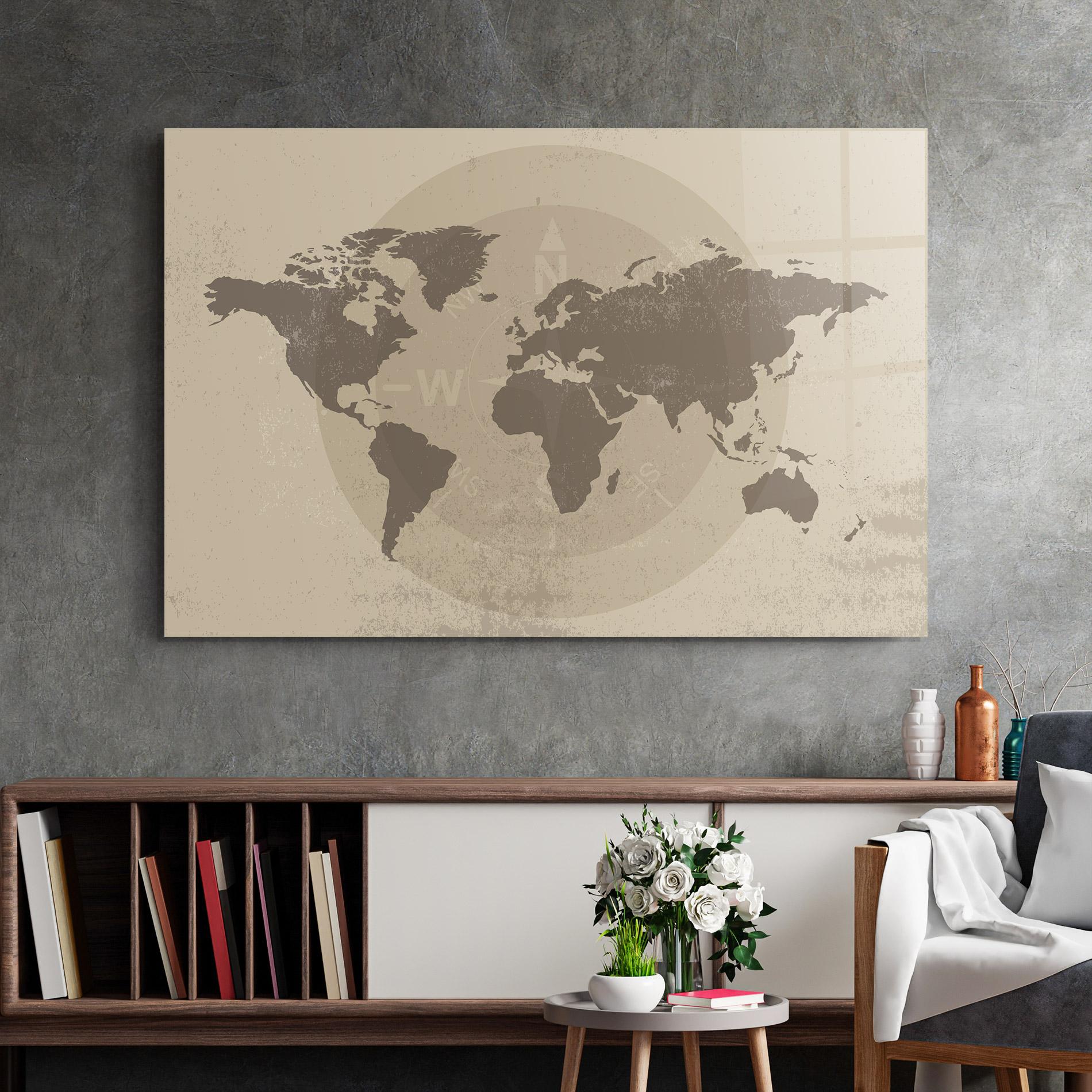 Tablou Sticla Old Vintage Map mockup 2