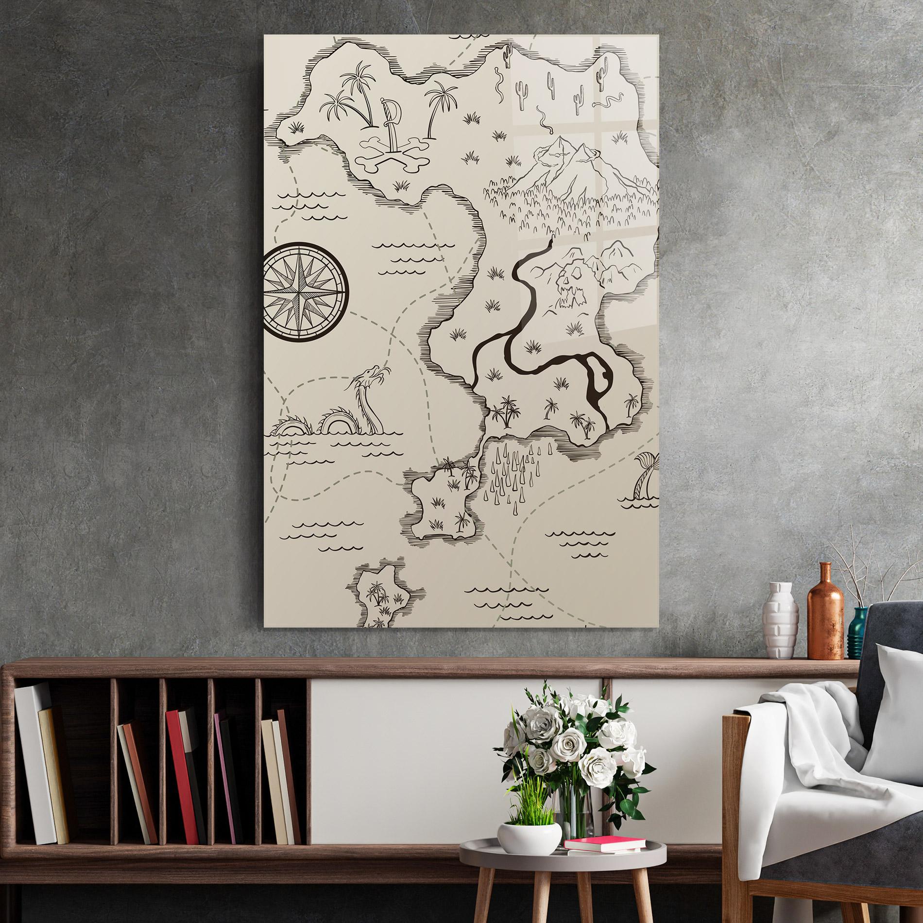 Tablou Sticla Cream Island Map mockup 2