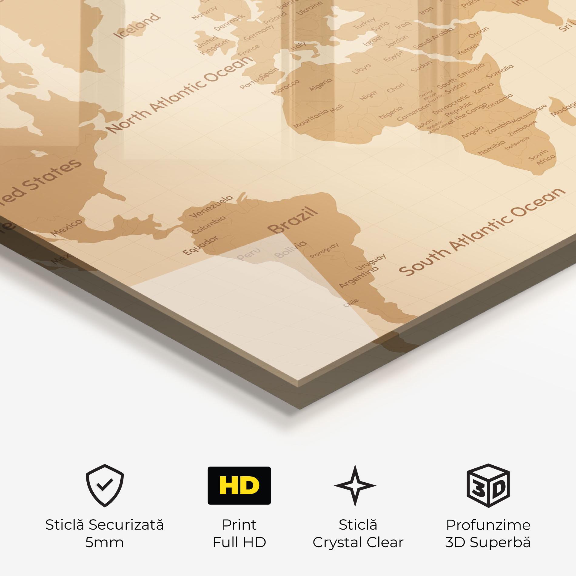 Tablou Sticla Ocean Old Map mockup 3