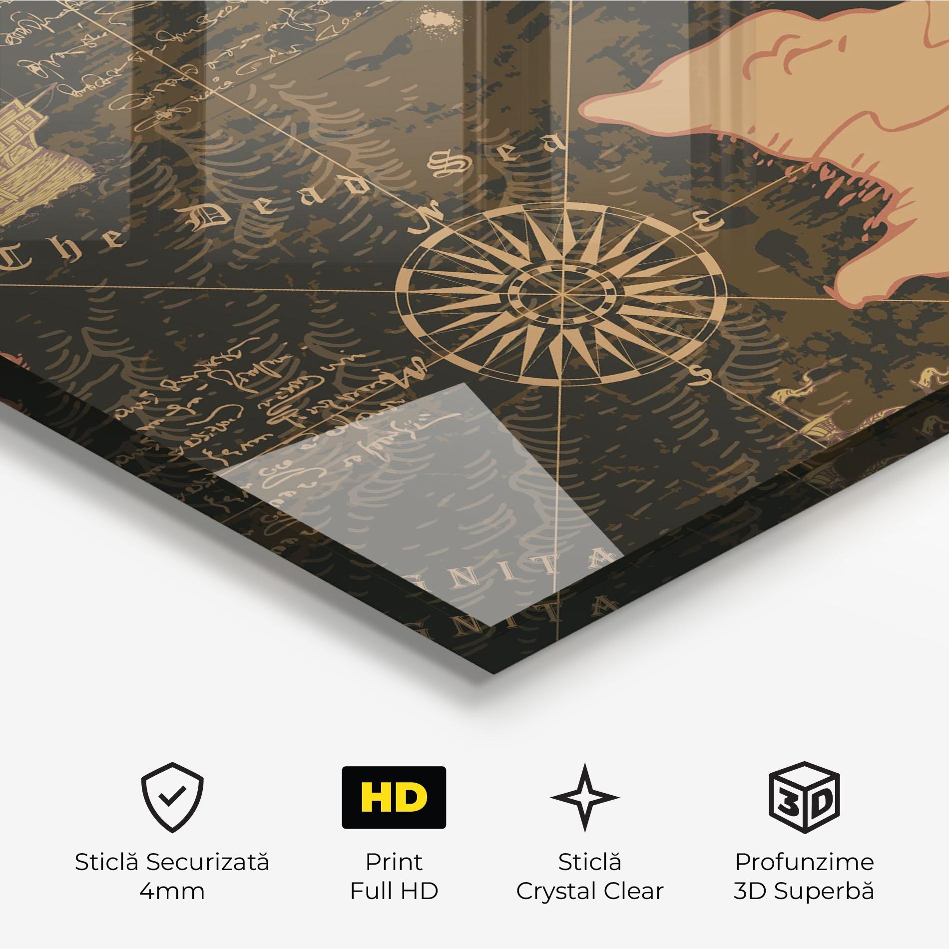 Tablou Sticla Cool Old Map mockup 3