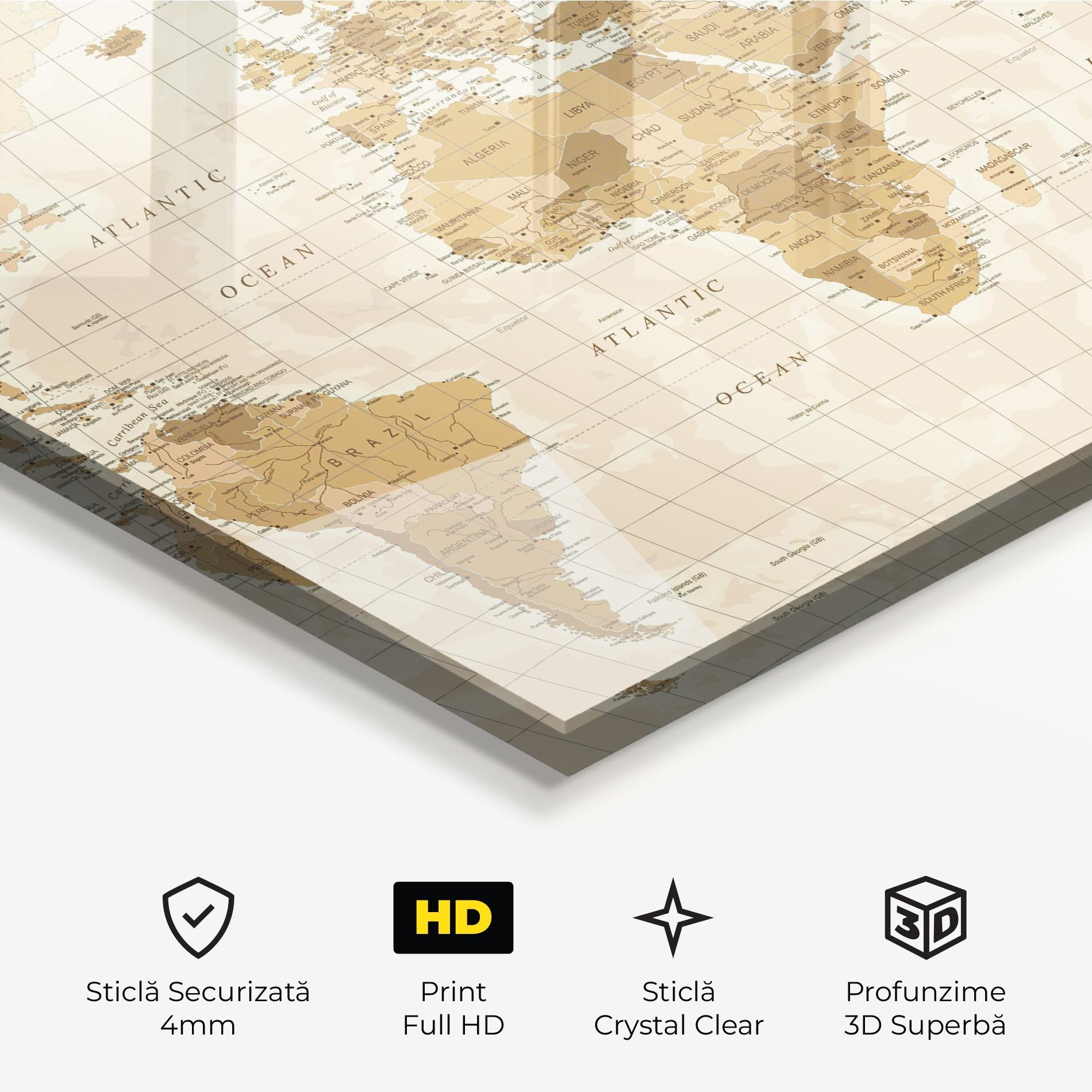 Tablou Sticla Cream Color Map mockup 3