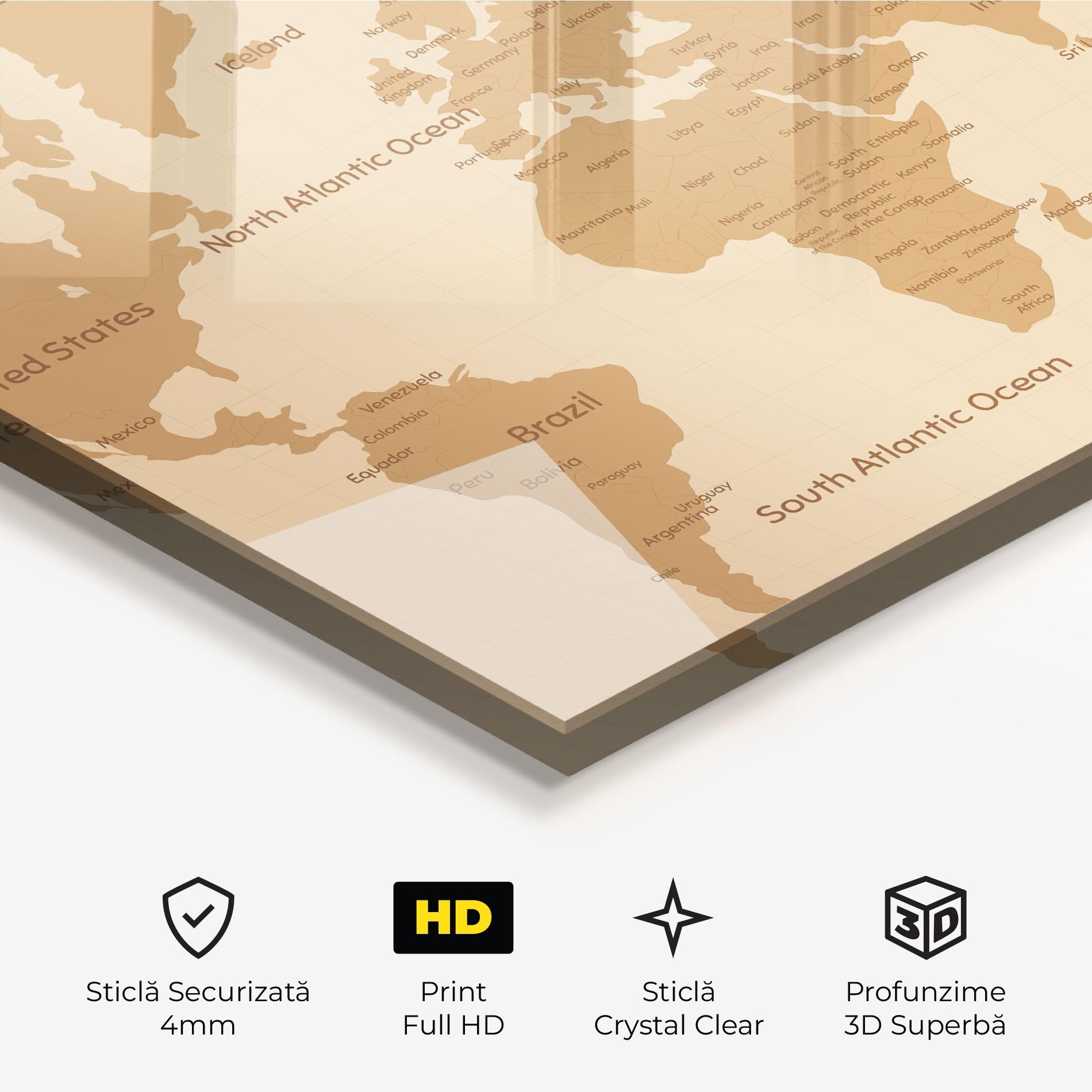 Tablou Sticla Ocean Old Map mockup 3