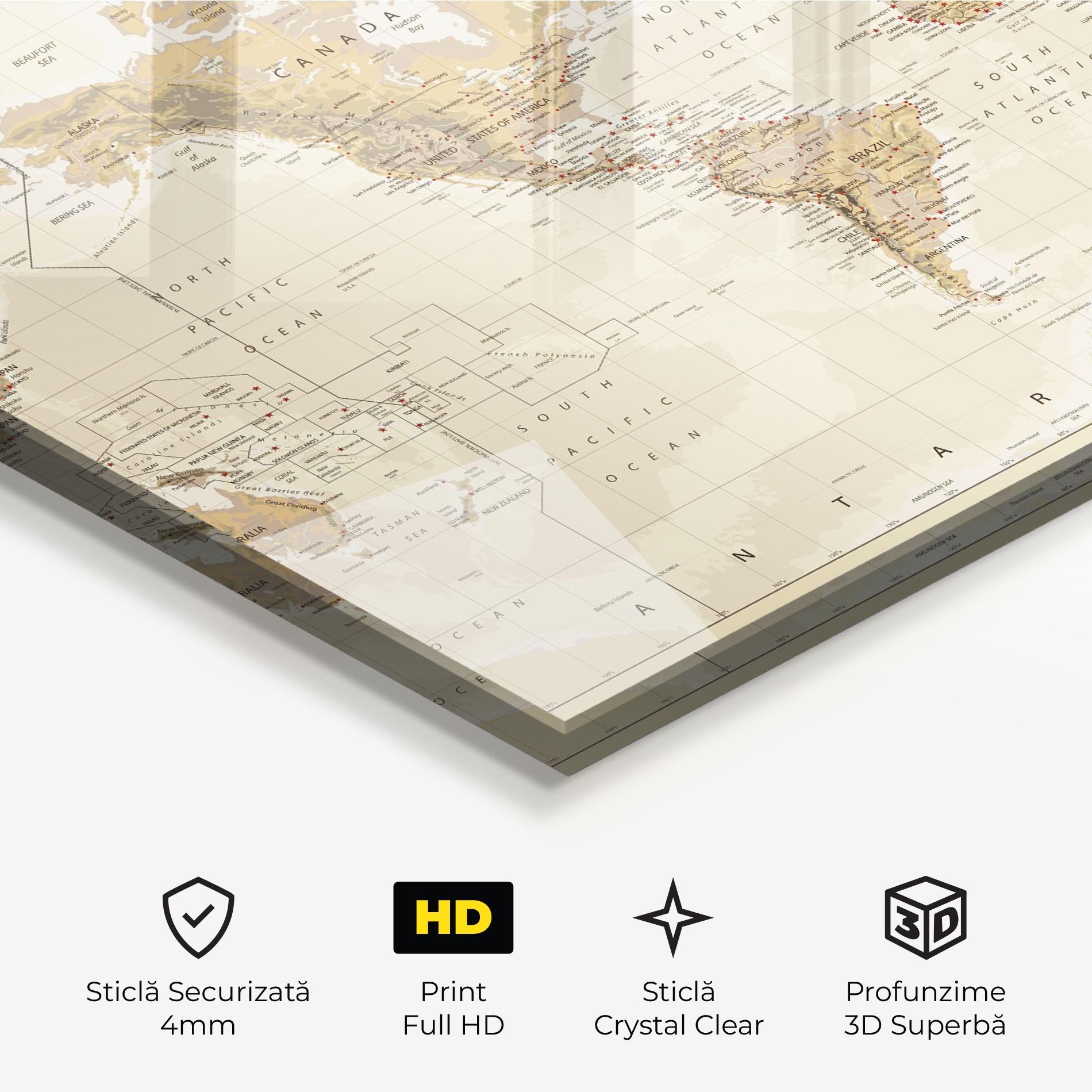 Tablou Sticla Old Canada Map mockup 3