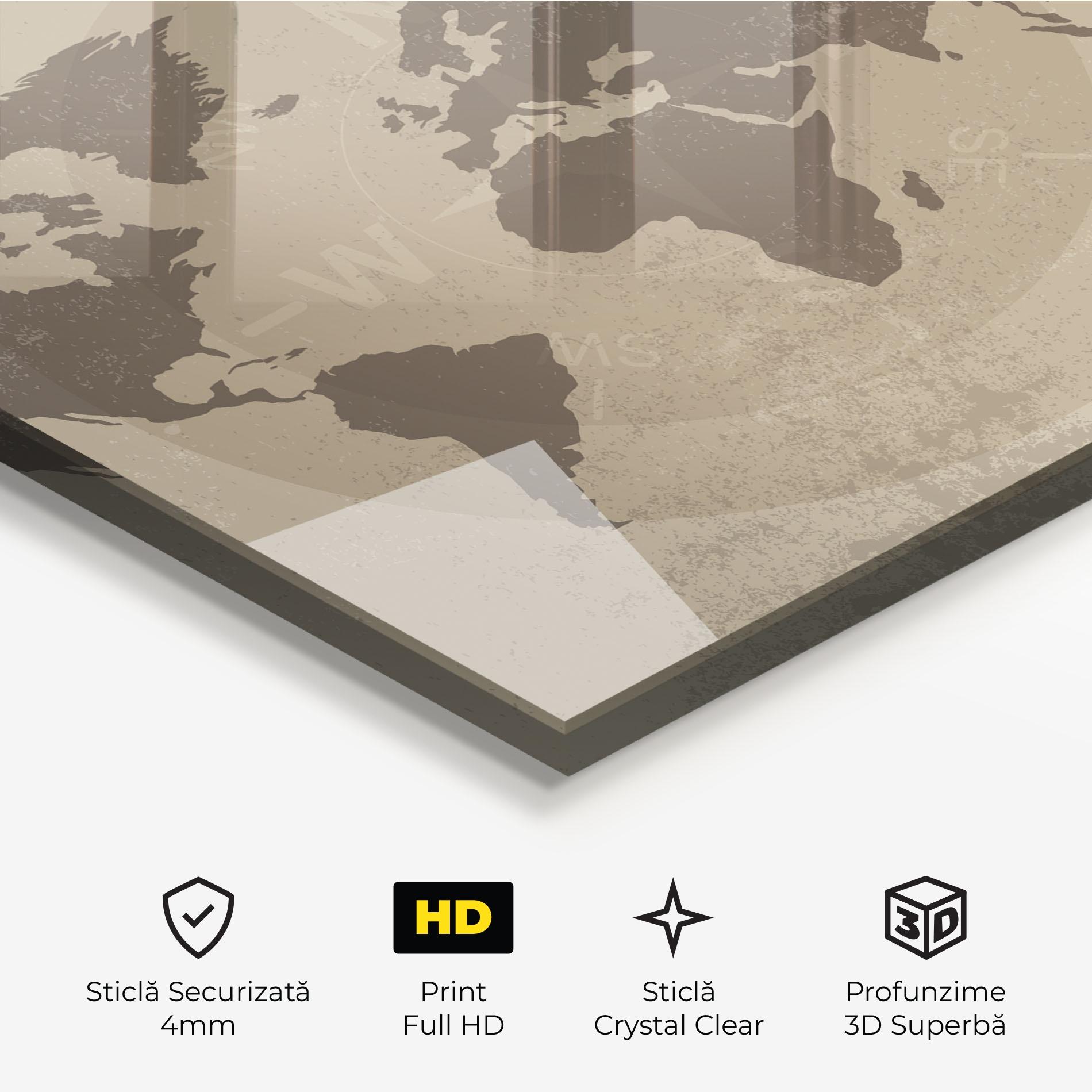 Tablou Sticla Old Vintage Map mockup 3