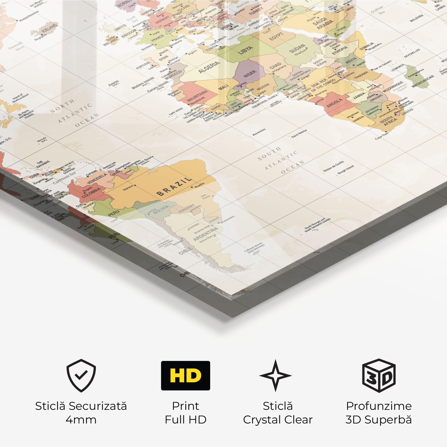 Tablou Sticla Orange Cream Map mockup 3