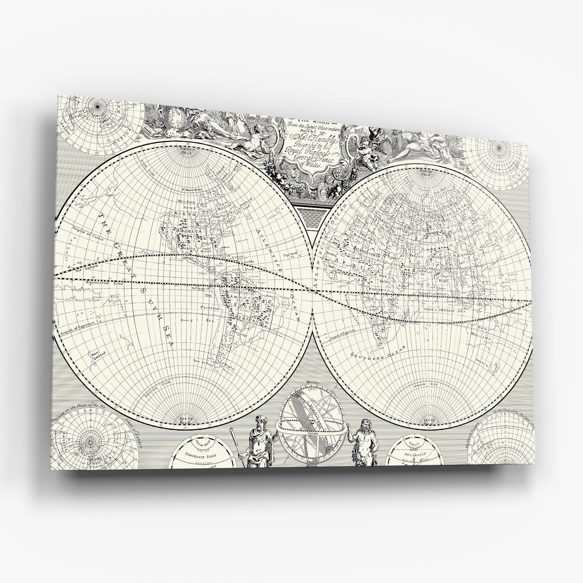 Tablou Sticla Black White Map mockup 6