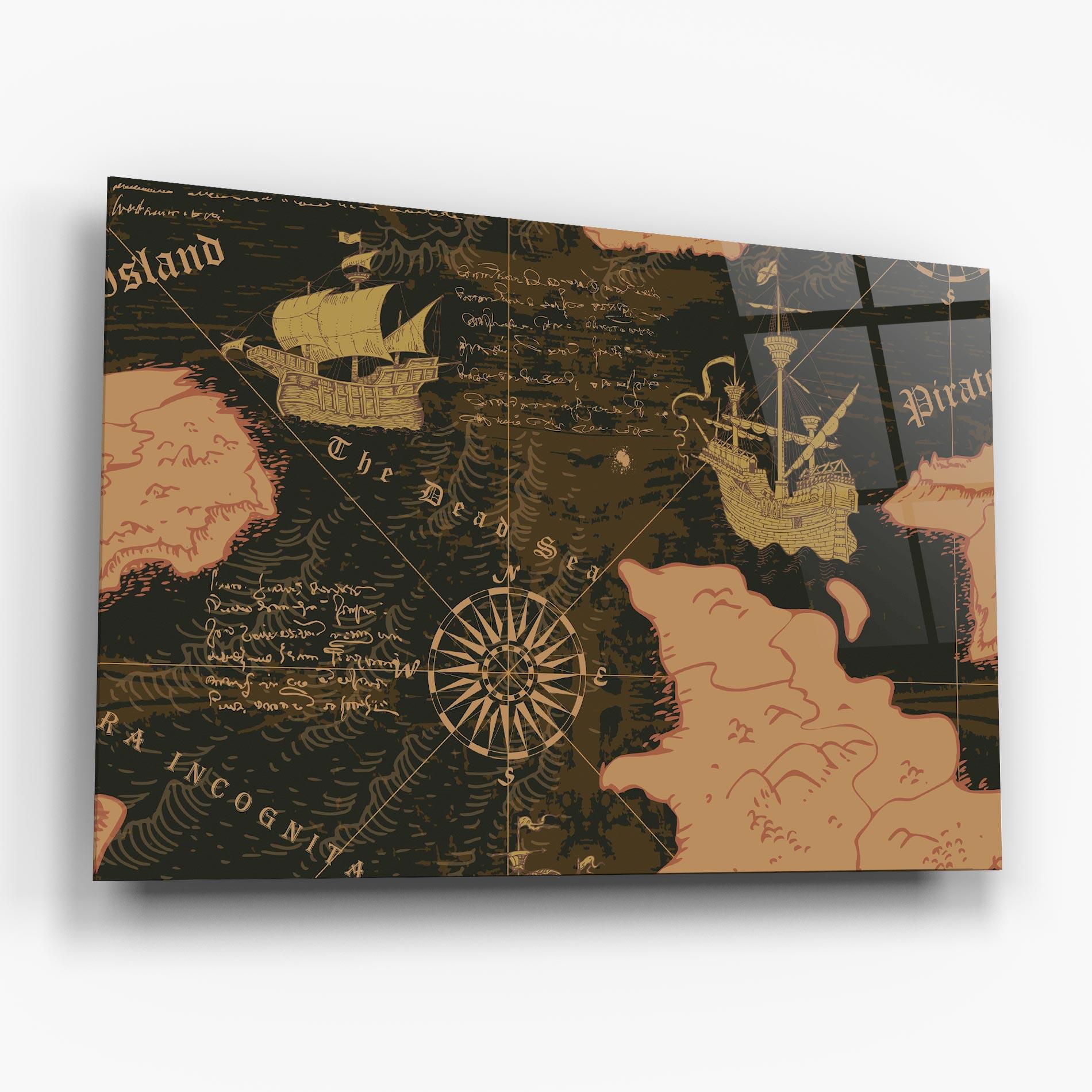 Tablou Sticla Cool Old Map mockup 6