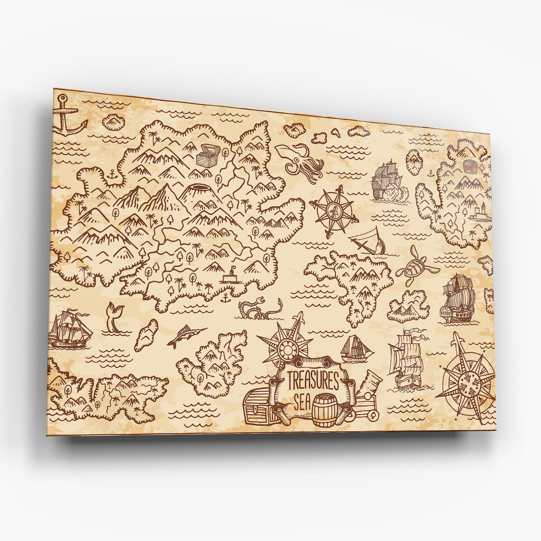 Tablou Sticla Cream Coffee Map mockup 6