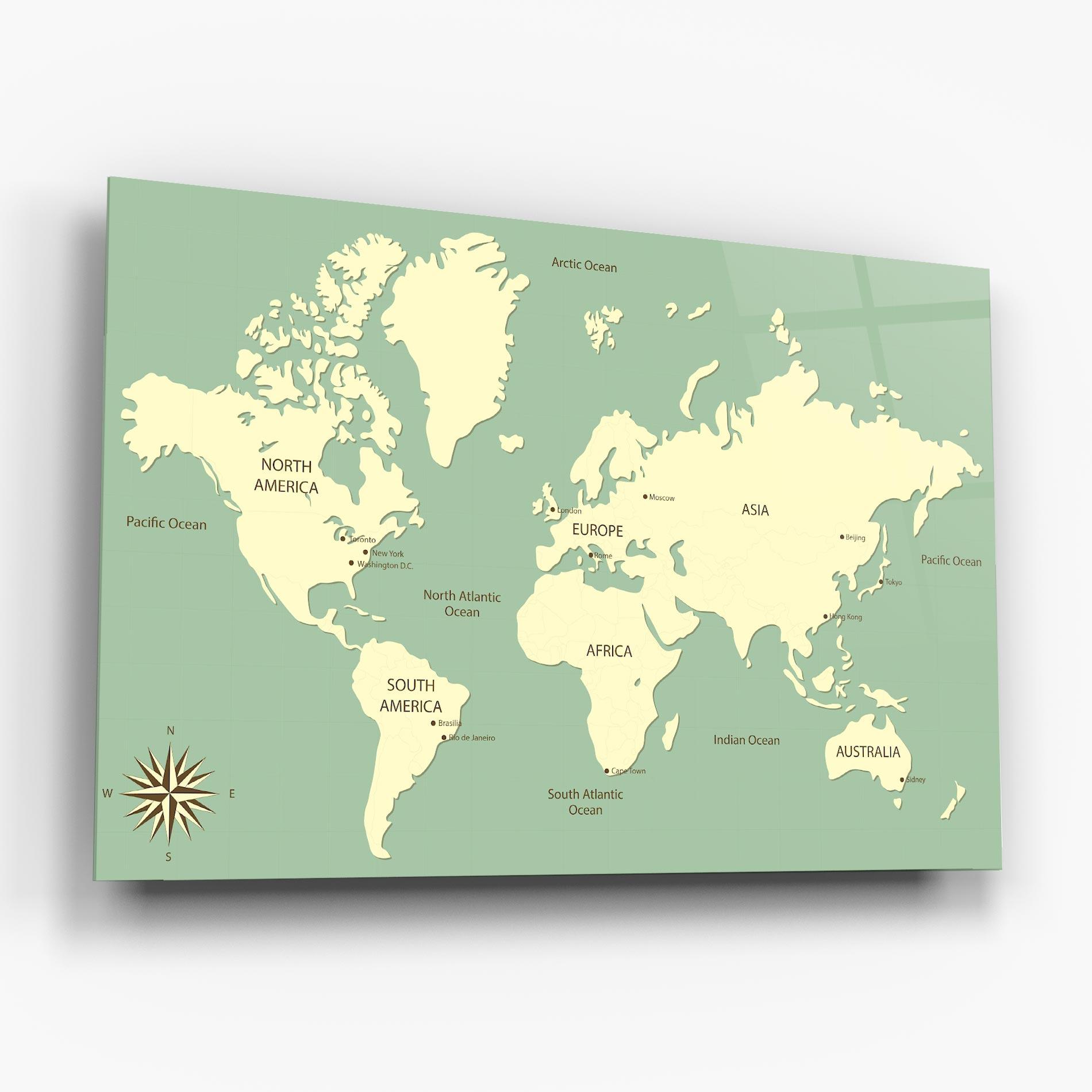 Tablou Sticla Green Cream Map mockup 6