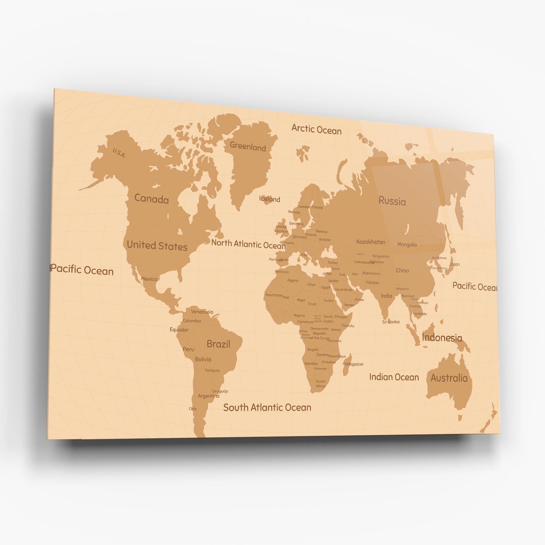 Tablou Sticla Ocean Old Map mockup 6