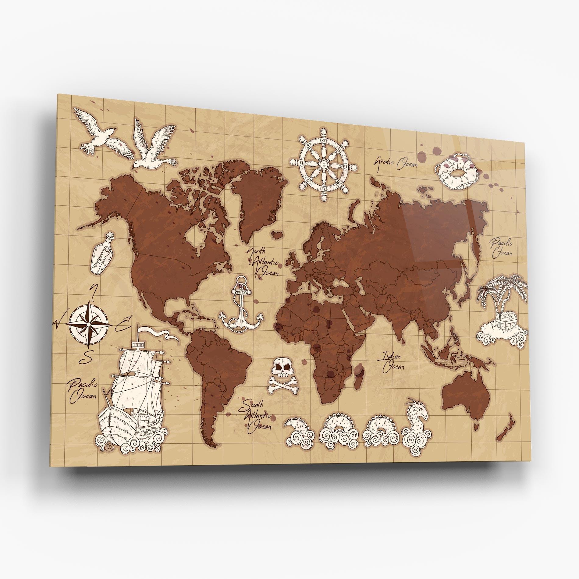 Tablou Sticla Old Pirate Map mockup 6