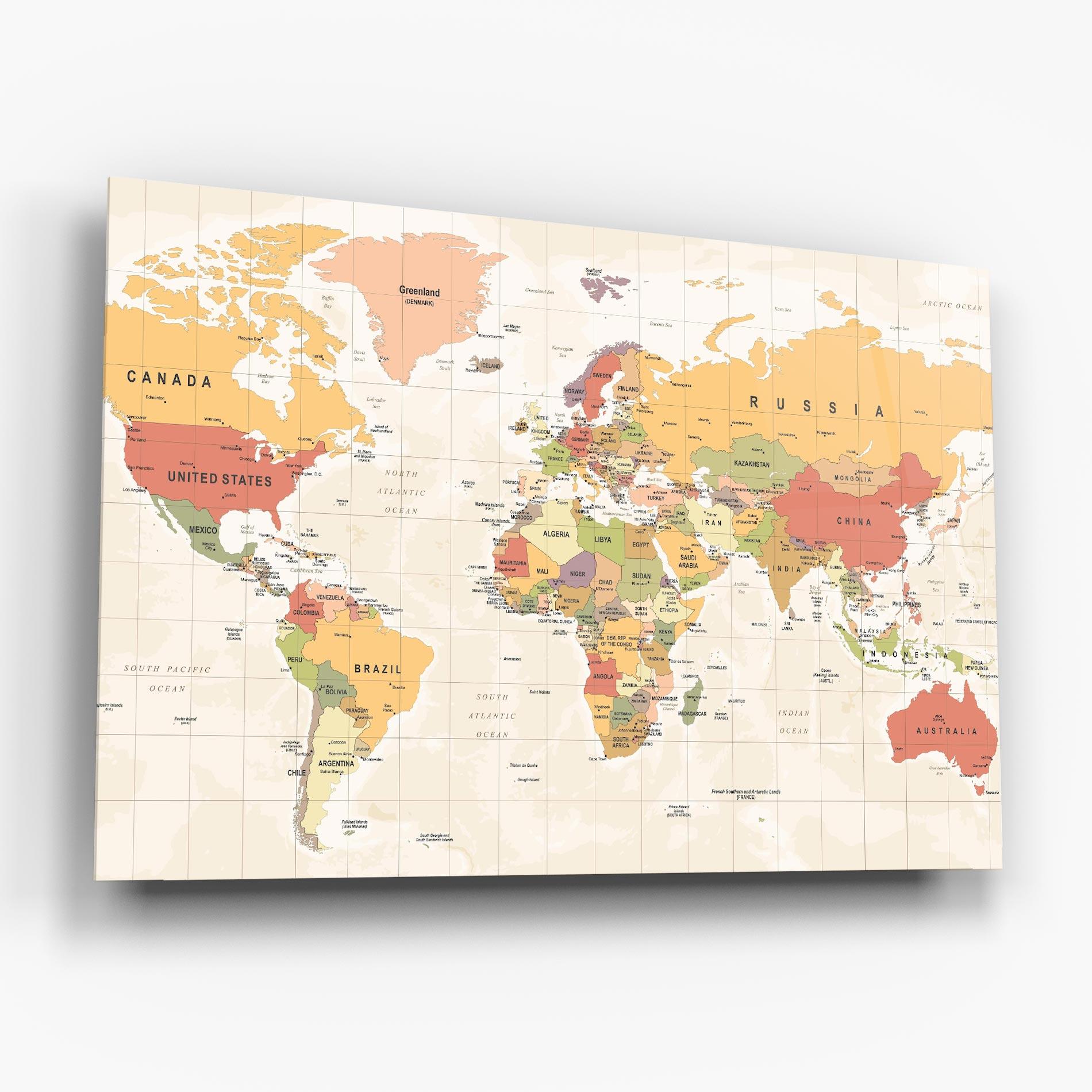 Tablou Sticla Orange Cream Map mockup 6