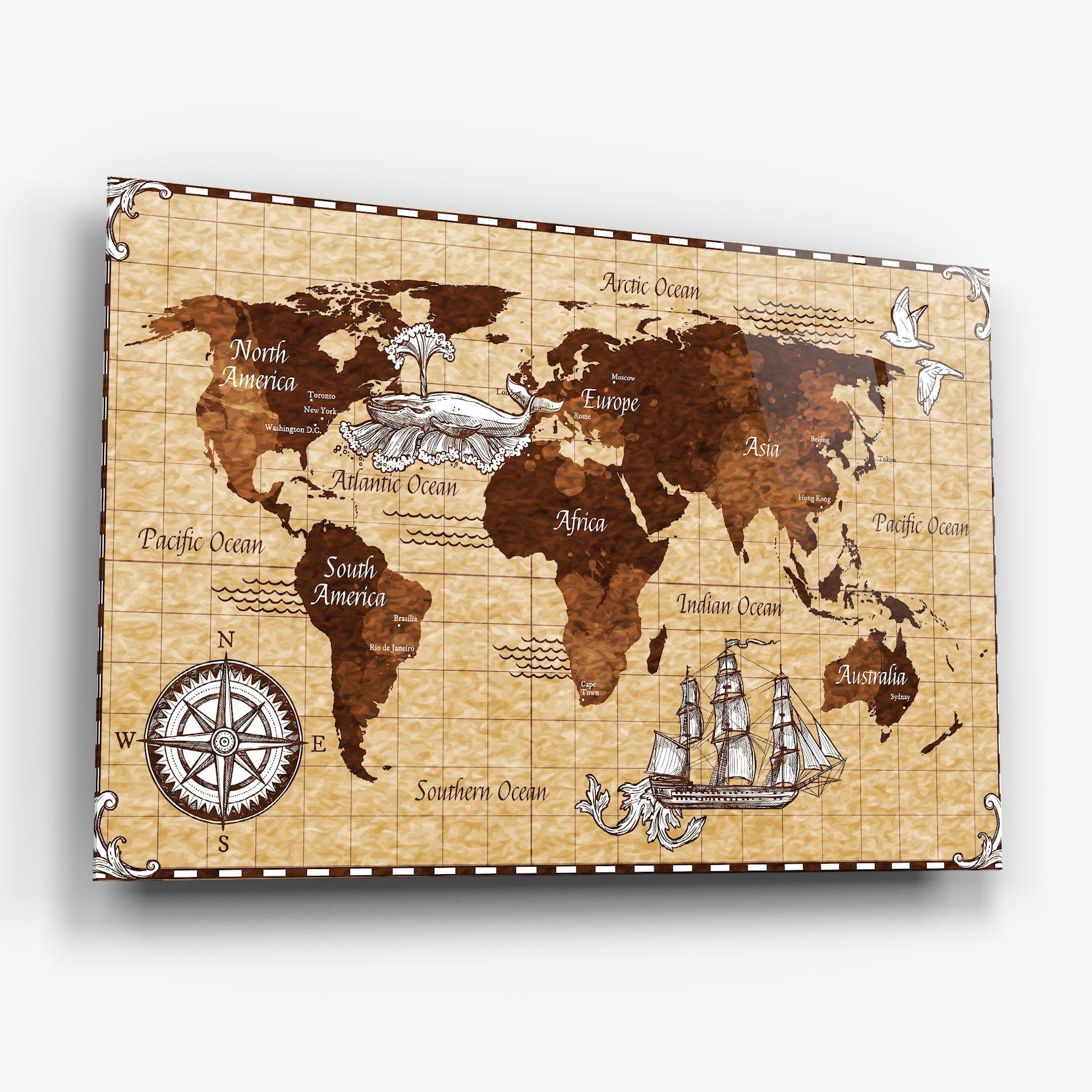 Tablou Sticla Pirate World Map mockup 6