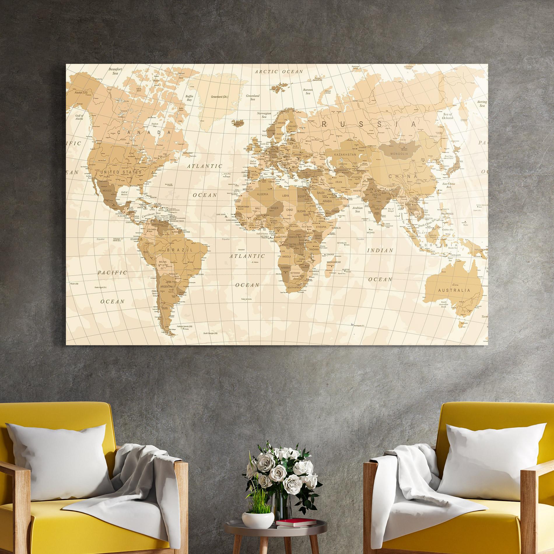 Tablou Sticla Cream Color Map mockup 4