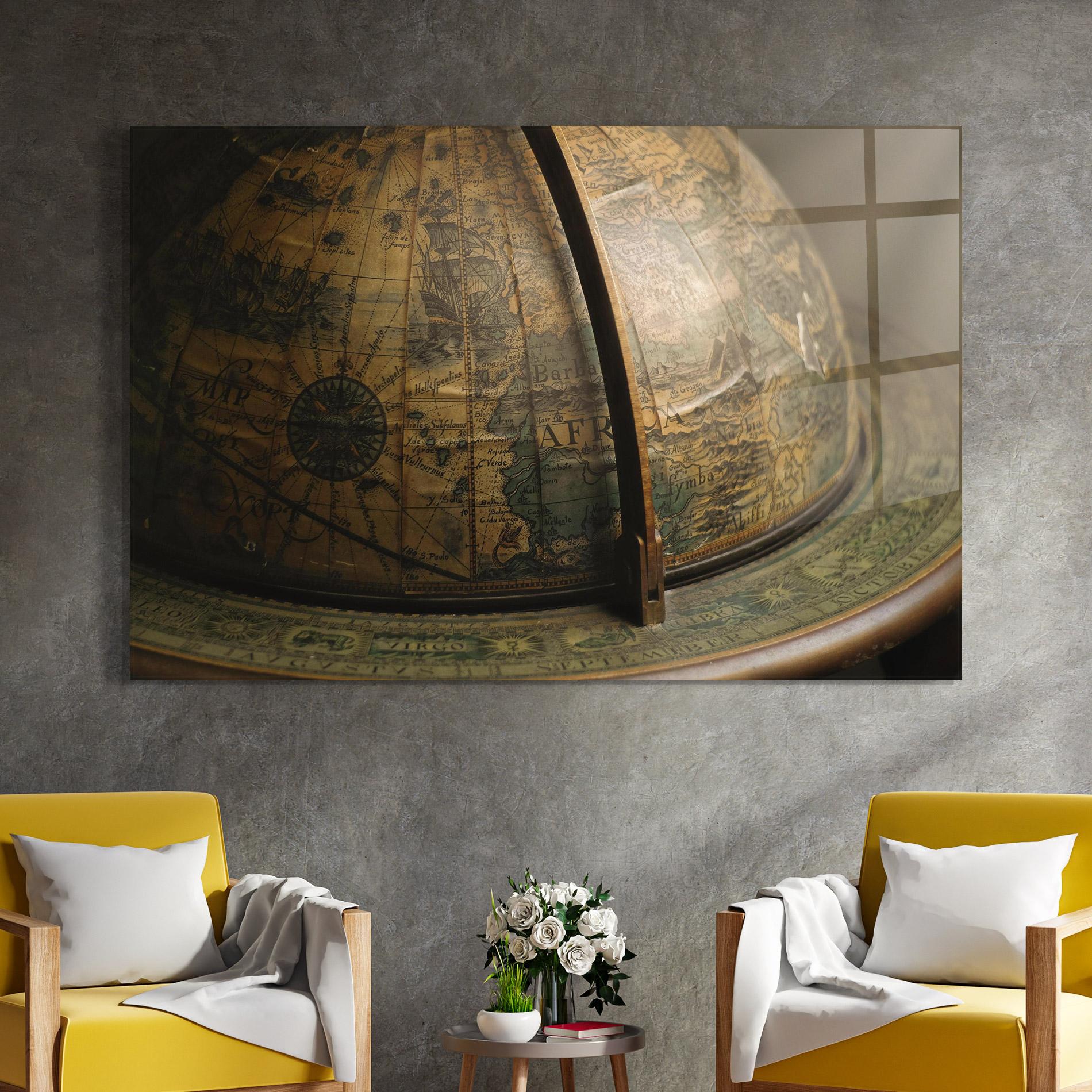 Tablou Sticla Globe Map mockup 4