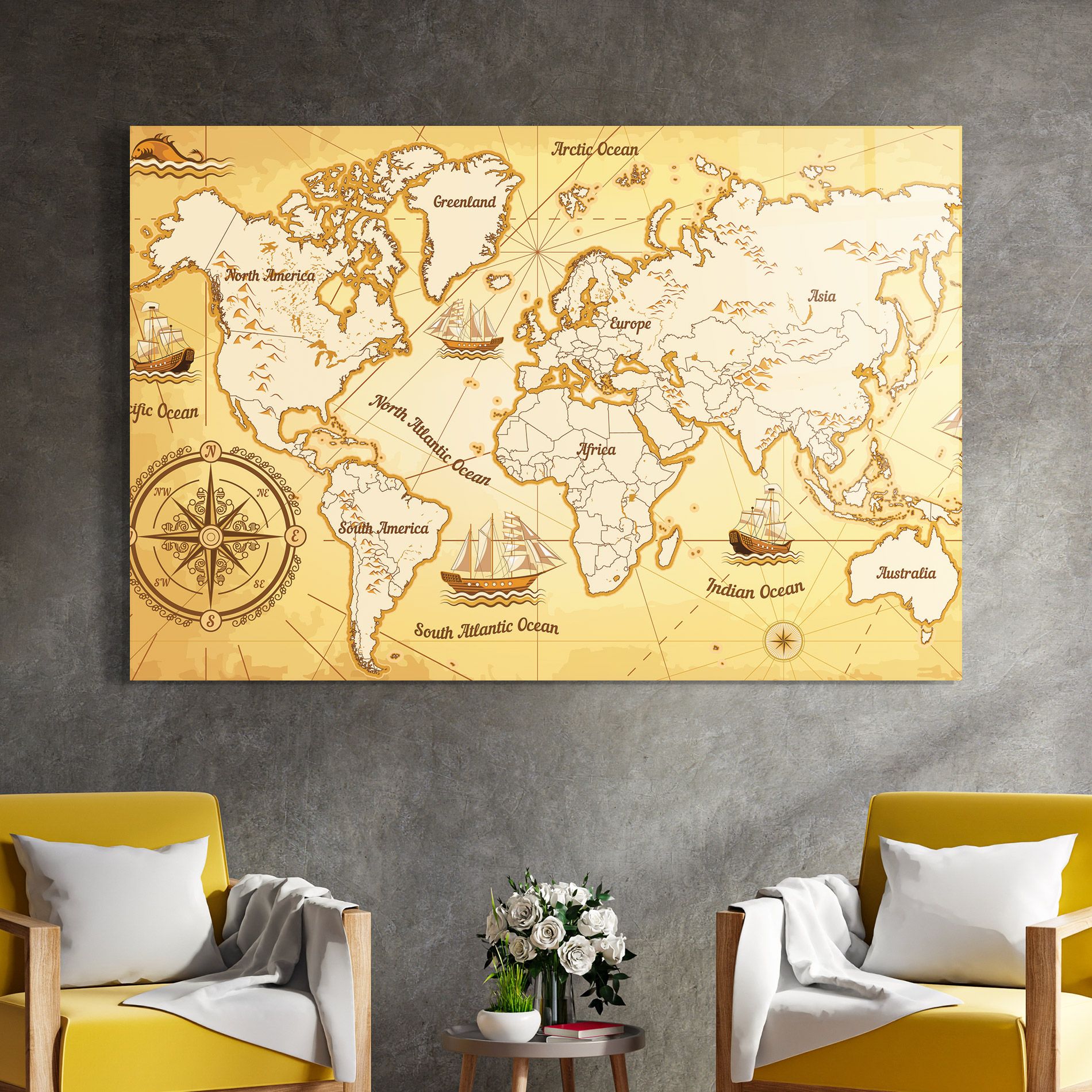 Gold Vintage Map mockup 4